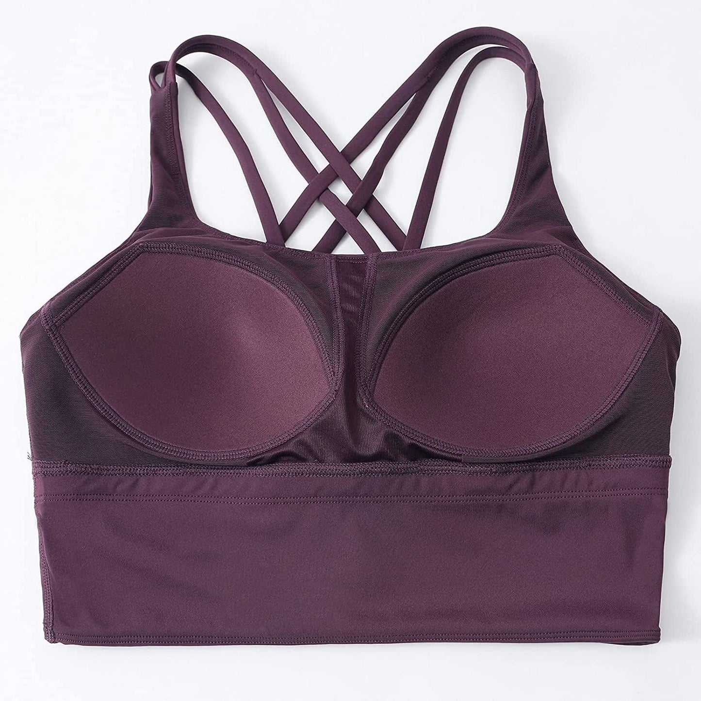 Women'S Strappy Longline Yoga Sports Bra Padded Wireless Crop Top Cami Tank Top