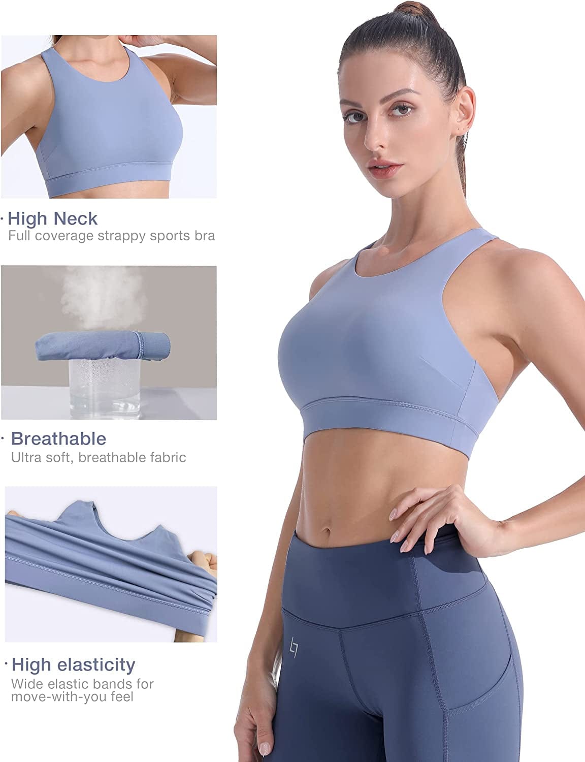 Women'S Strappy Sports Bra - High Neck Full Coverage Workout Bra for Women Medium Impact for Gym Fitness Running Yoga Leopard Medium