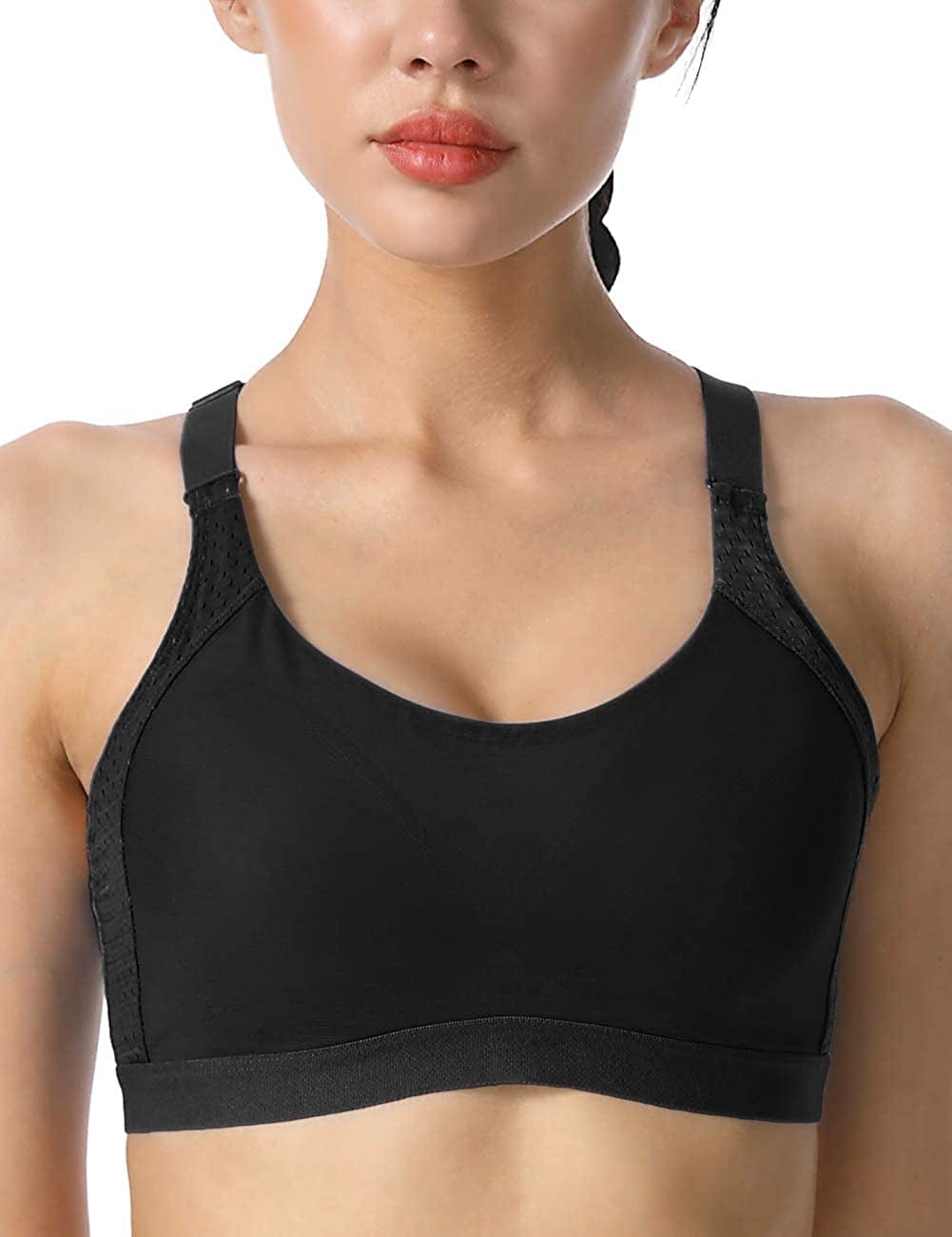Women'S Strappy Sports Bra Mesh Soft Sexy Crisscross Back Light Support Wirefree Yoga Bra with Removable Cups #008 Black / Medium