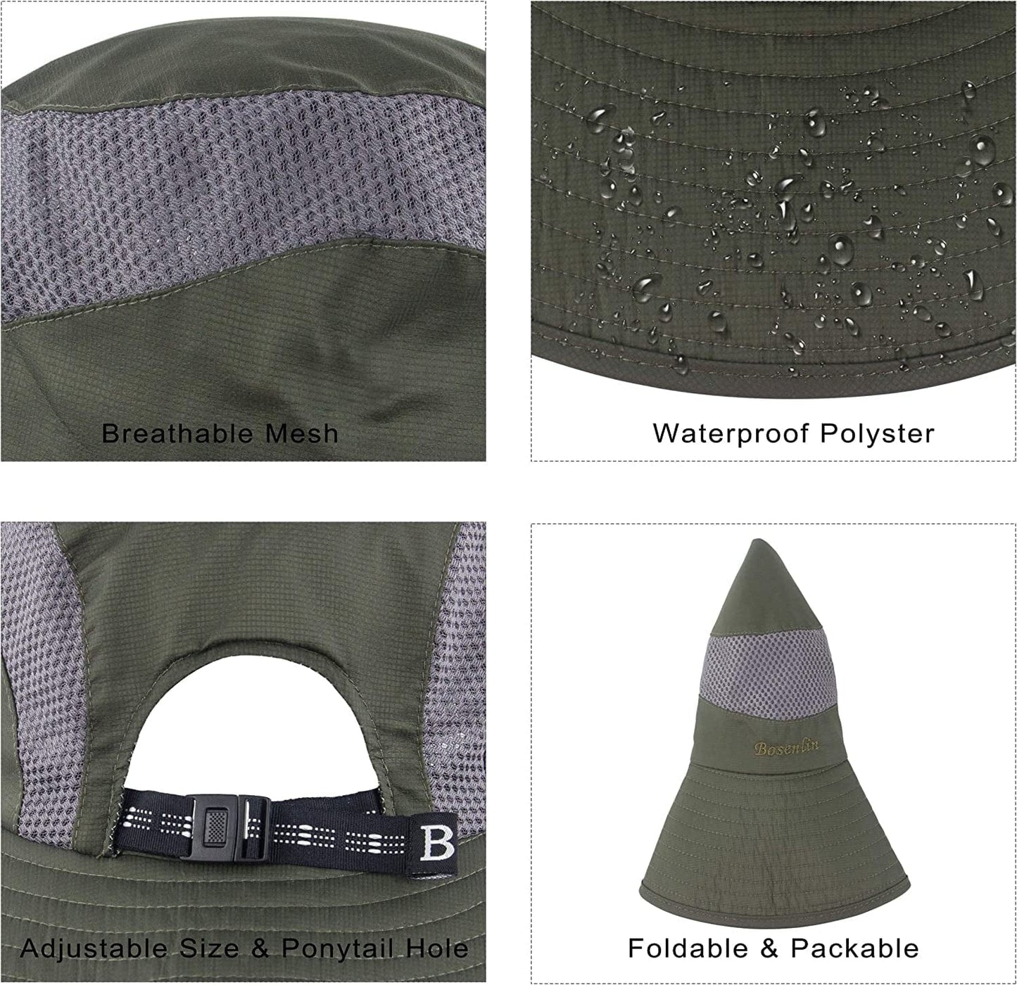 Women'S Summer Sun Outdoor UV Protection Foldable Mesh Wide Brim Beach Fishing Bucket Hat Apparel & Accessories > Clothing Accessories > Hats Muryobao
