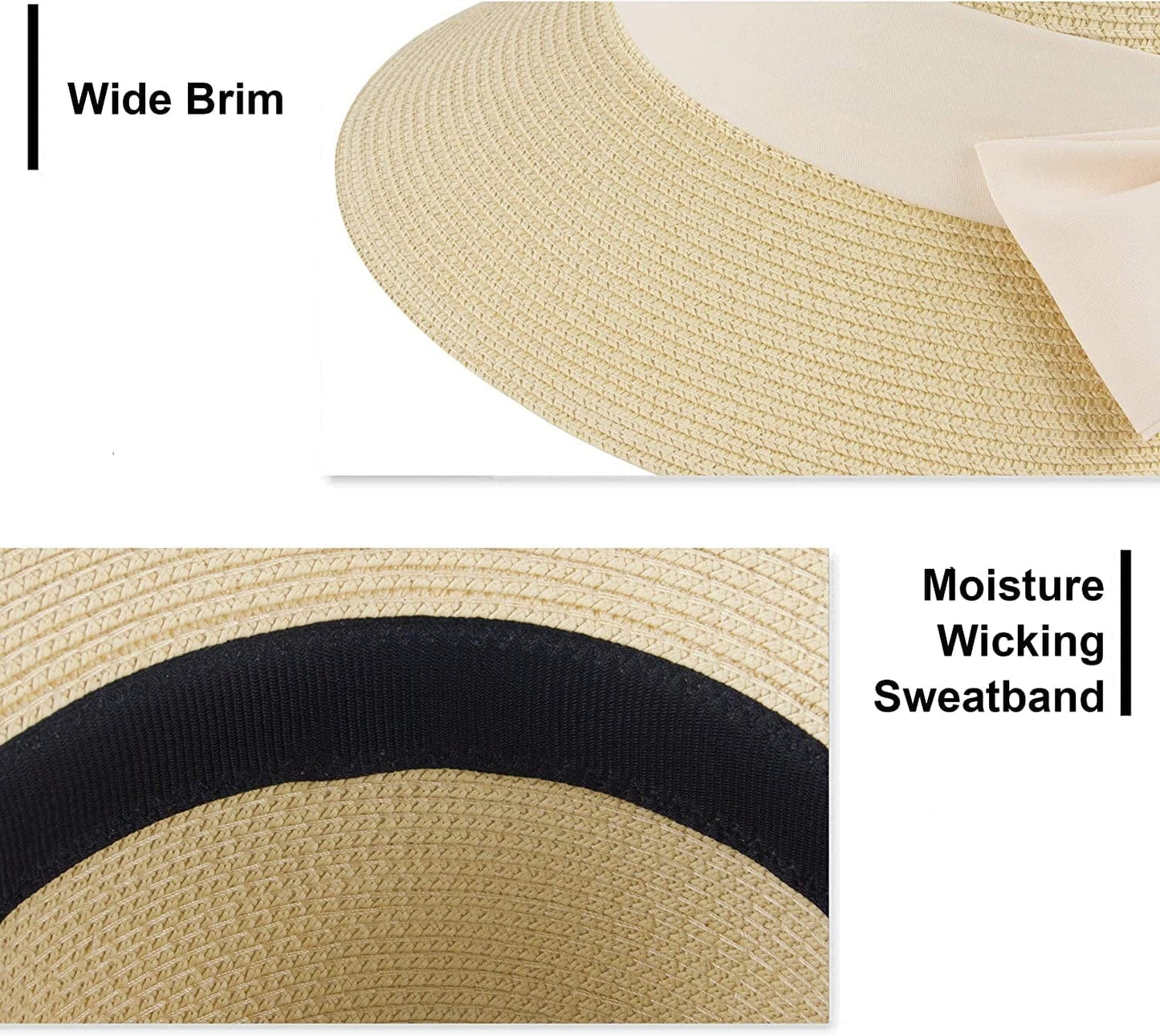 Women'S Sun Hat Wide Brim Foldable Straw Hats Summer Travel Beach Cap Apparel & Accessories > Clothing Accessories > Hats Muryobao