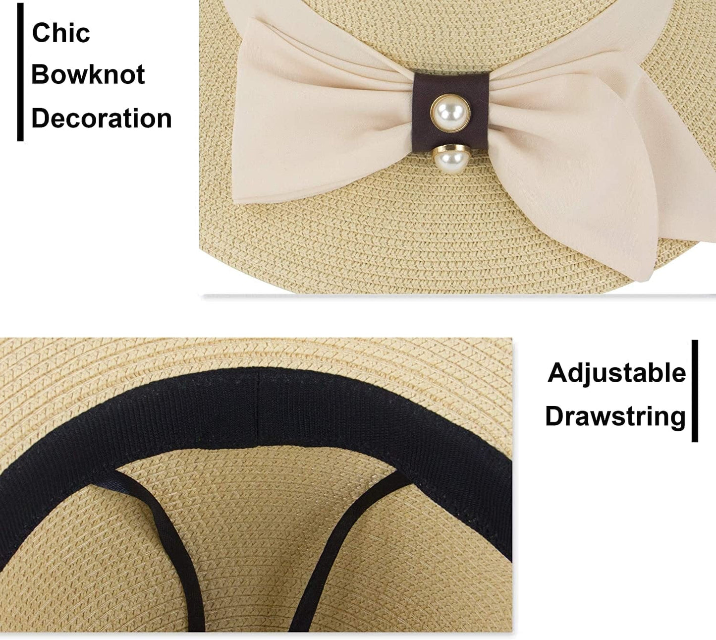 Women'S Sun Hat Wide Brim Foldable Straw Hats Summer Travel Beach Cap Apparel & Accessories > Clothing Accessories > Hats Muryobao