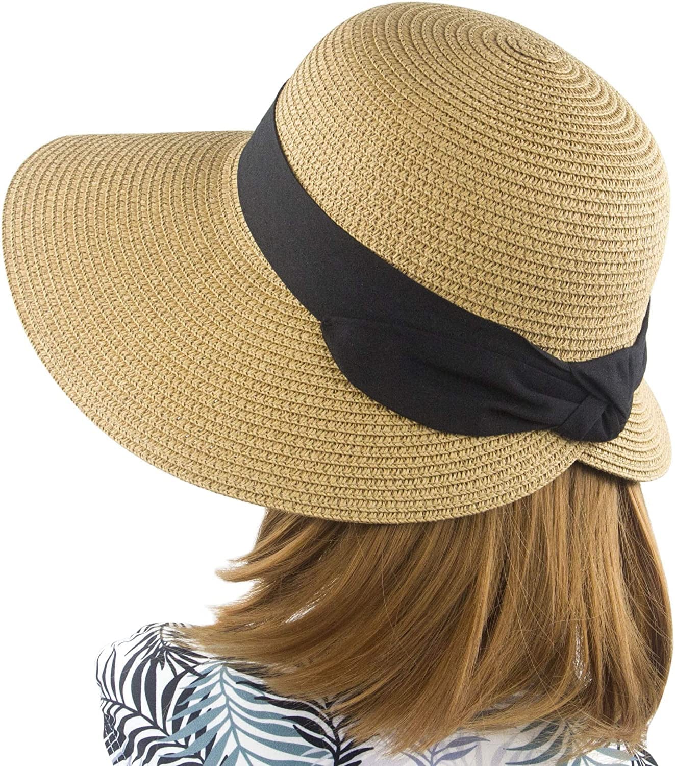 Women'S Sun Hat Wide Brim Foldable Straw Hats Summer Travel Beach Cap Apparel & Accessories > Clothing Accessories > Hats Muryobao Brown