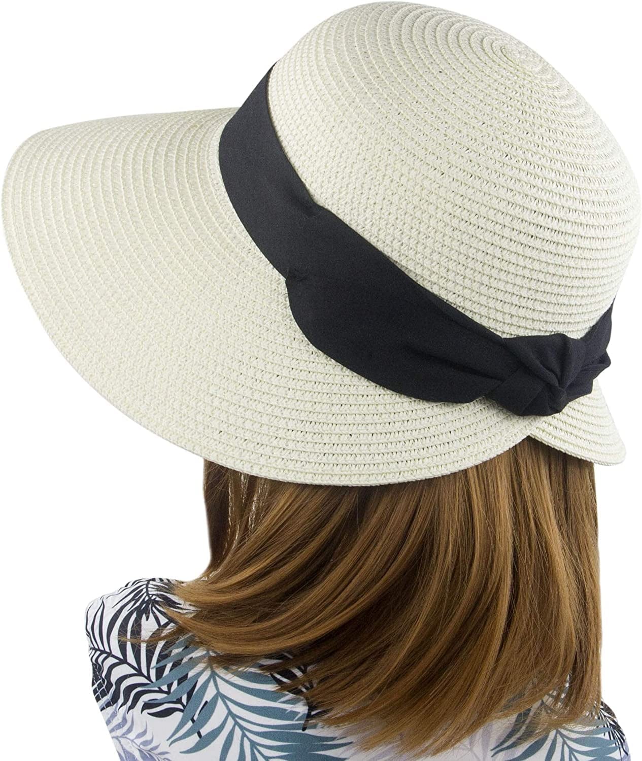 Women'S Sun Hat Wide Brim Foldable Straw Hats Summer Travel Beach Cap Apparel & Accessories > Clothing Accessories > Hats Muryobao White