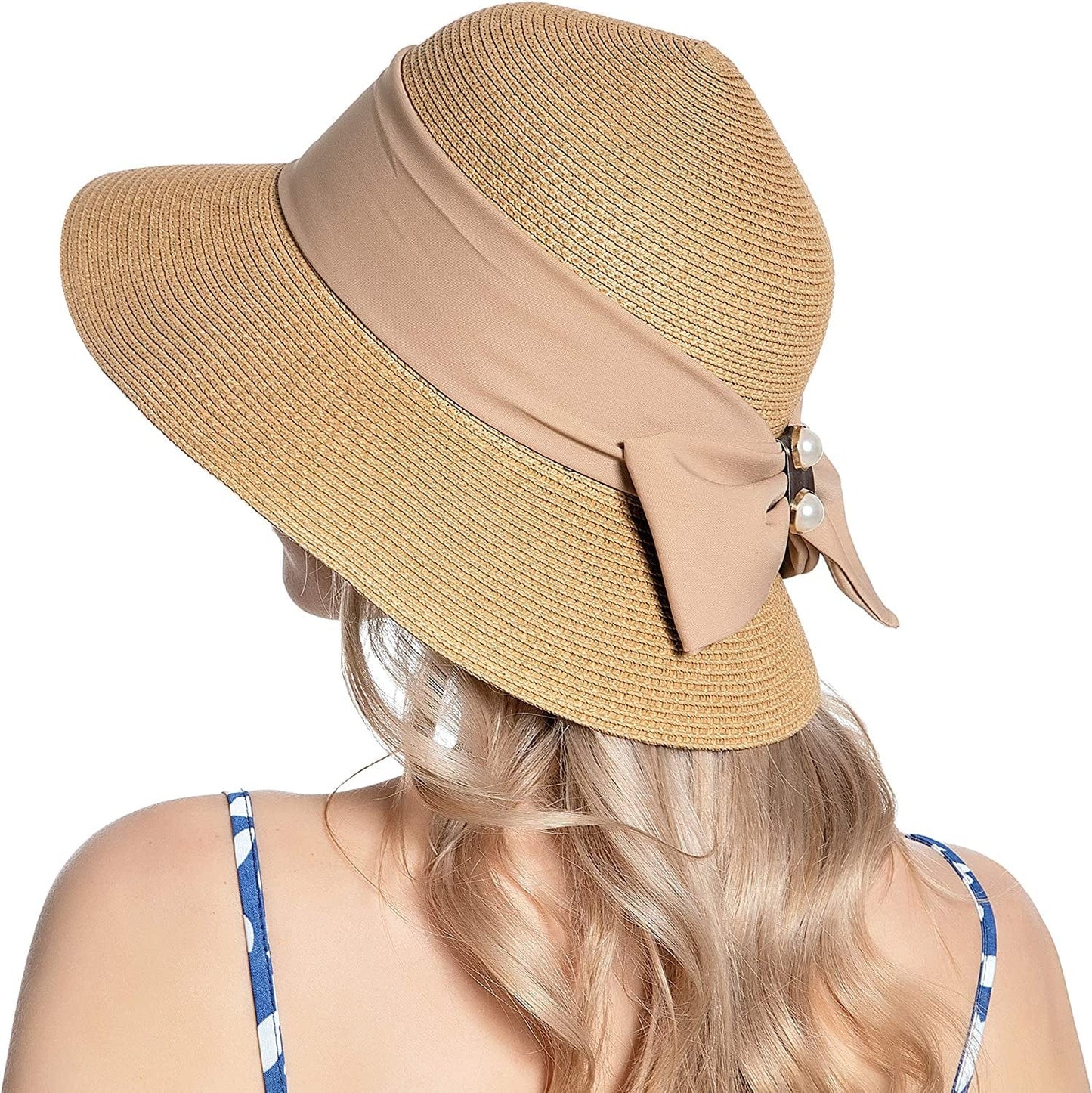 Women'S Sun Hat Wide Brim Foldable Straw Hats Summer Travel Beach Cap Apparel & Accessories > Clothing Accessories > Hats Muryobao Khaki