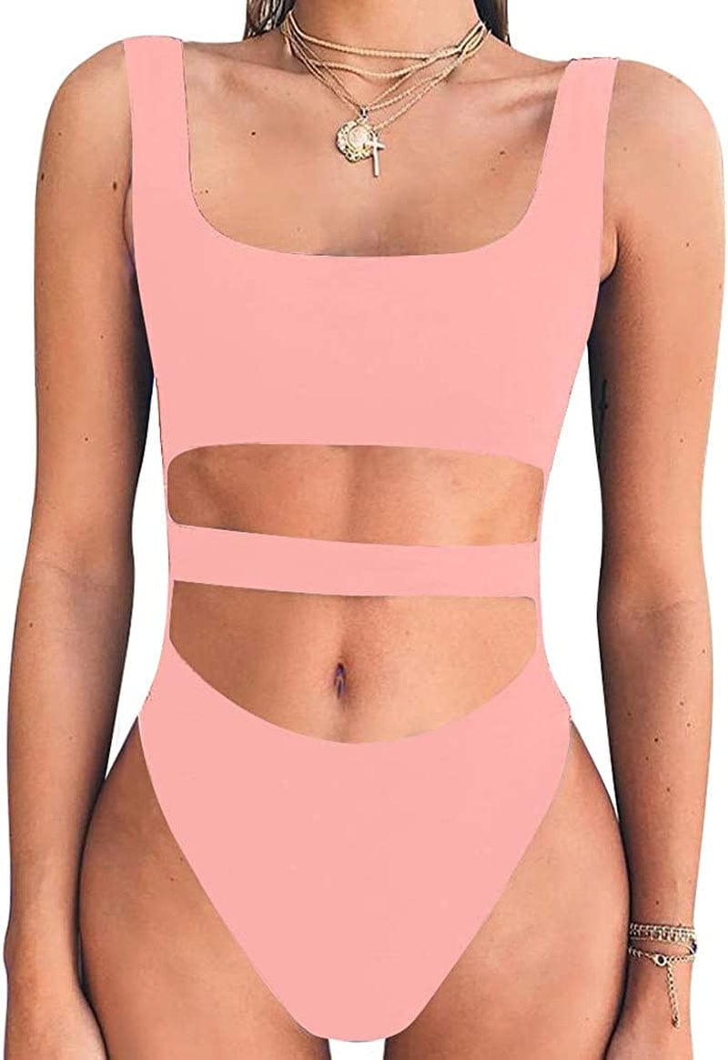 Women'S Tank Top Cut Out Sleeveless Bodice Bodysuit Party Clubwear Pink / Large