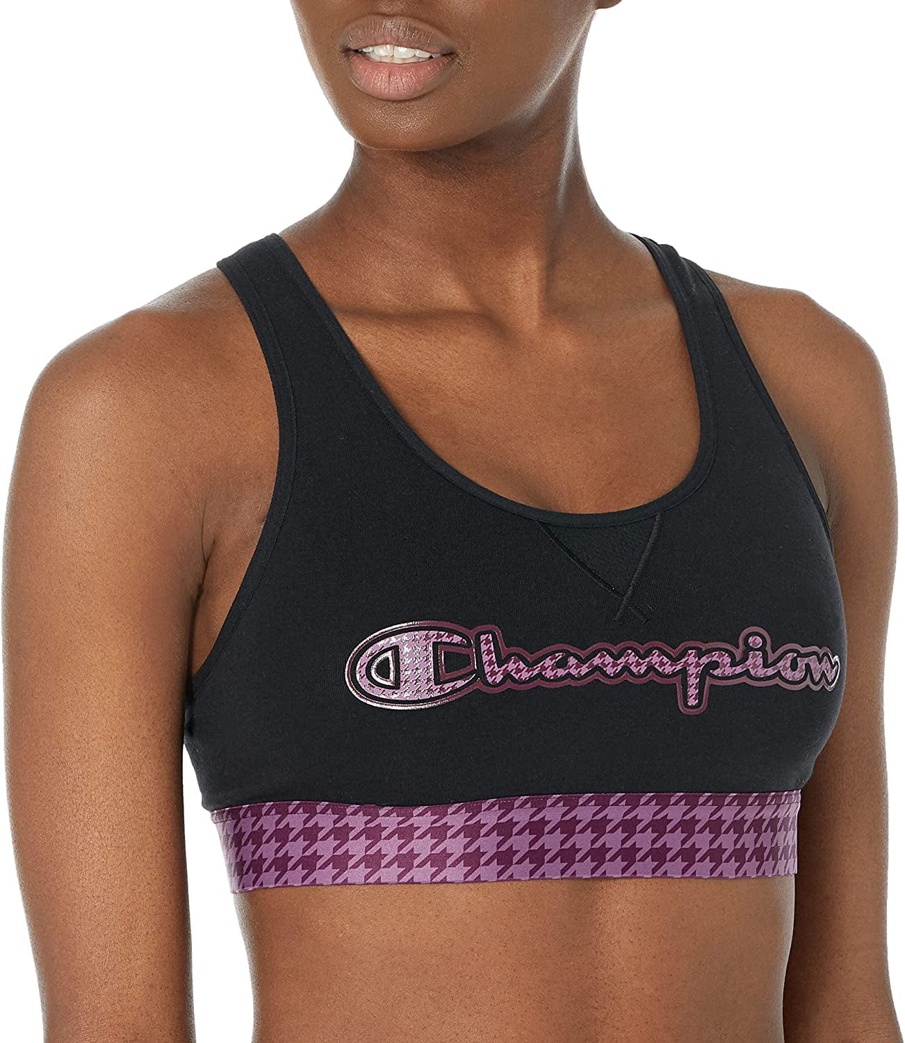 Women'S the Authentic Sports Bra Black/Houndstooth-586983 / Small