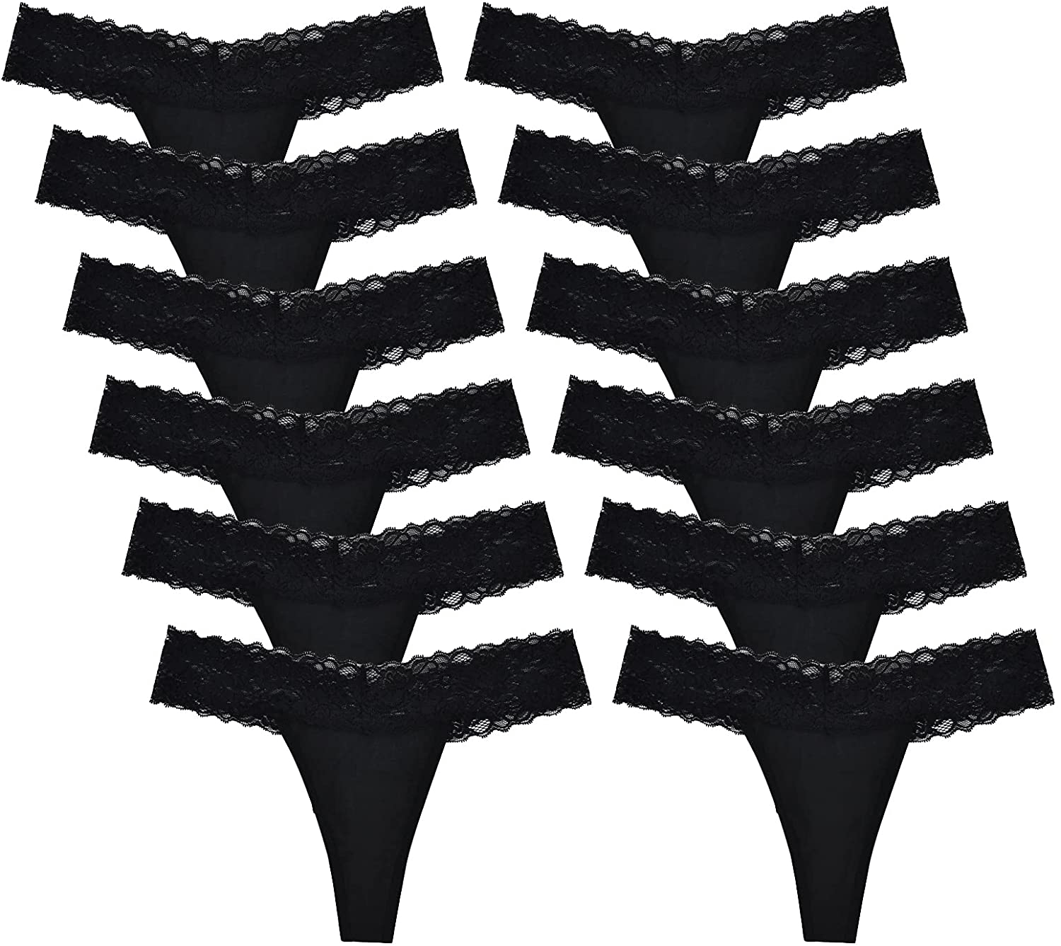 Women's Thin Lace Hollowed Out T Back Low Waist Ice Silk Sexy Cheeky Thong See Through Panties Apparel & Accessories > Clothing > Underwear & Socks > Underwear Sunm Boutique Black*12 X-Small