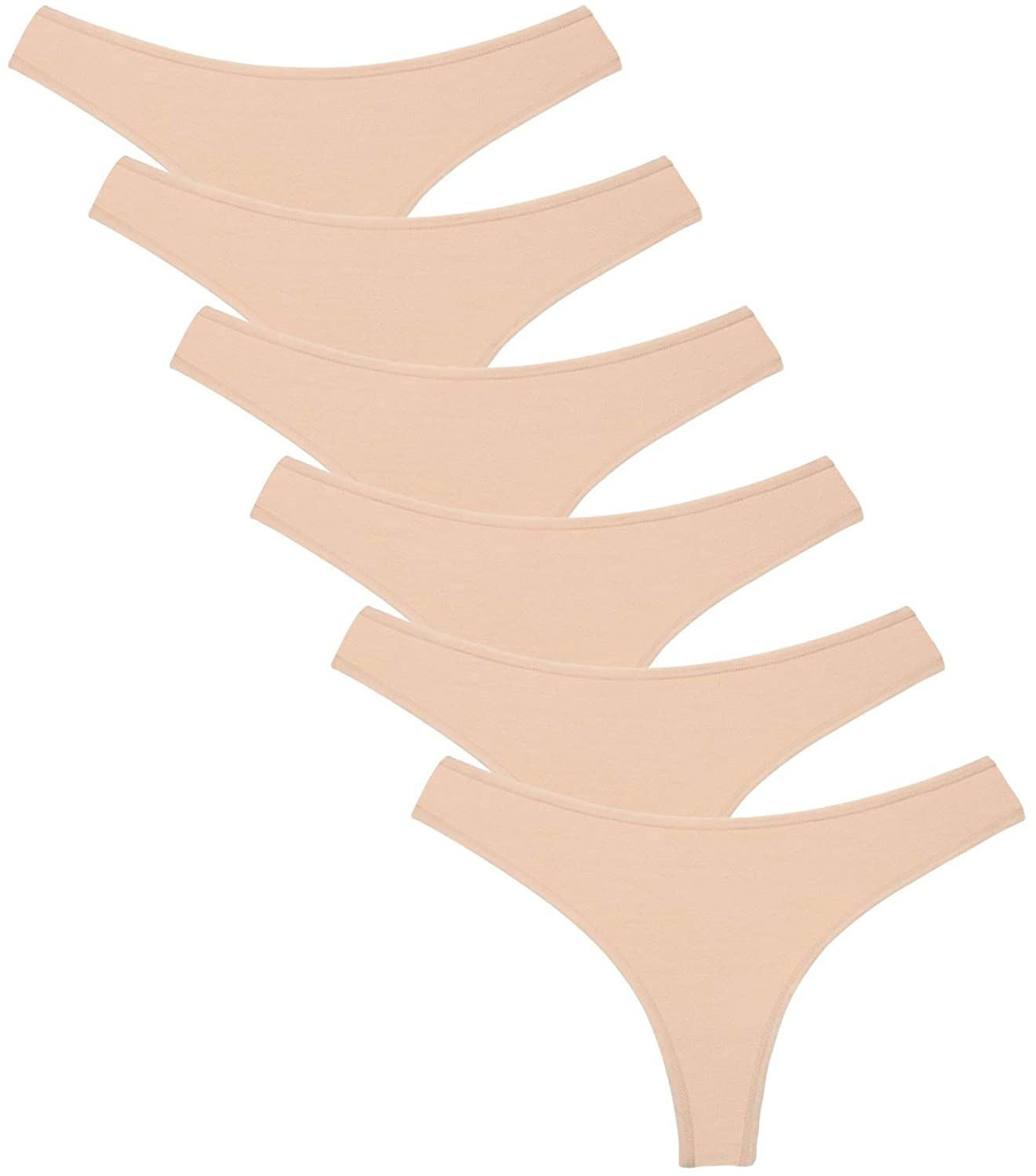 Women's Thongs Breathable Cotton Panties Stretch Low Rise Sexy G-String No Show Underwear Apparel & Accessories > Clothing > Underwear & Socks > Underwear Angelhood Nude Medium