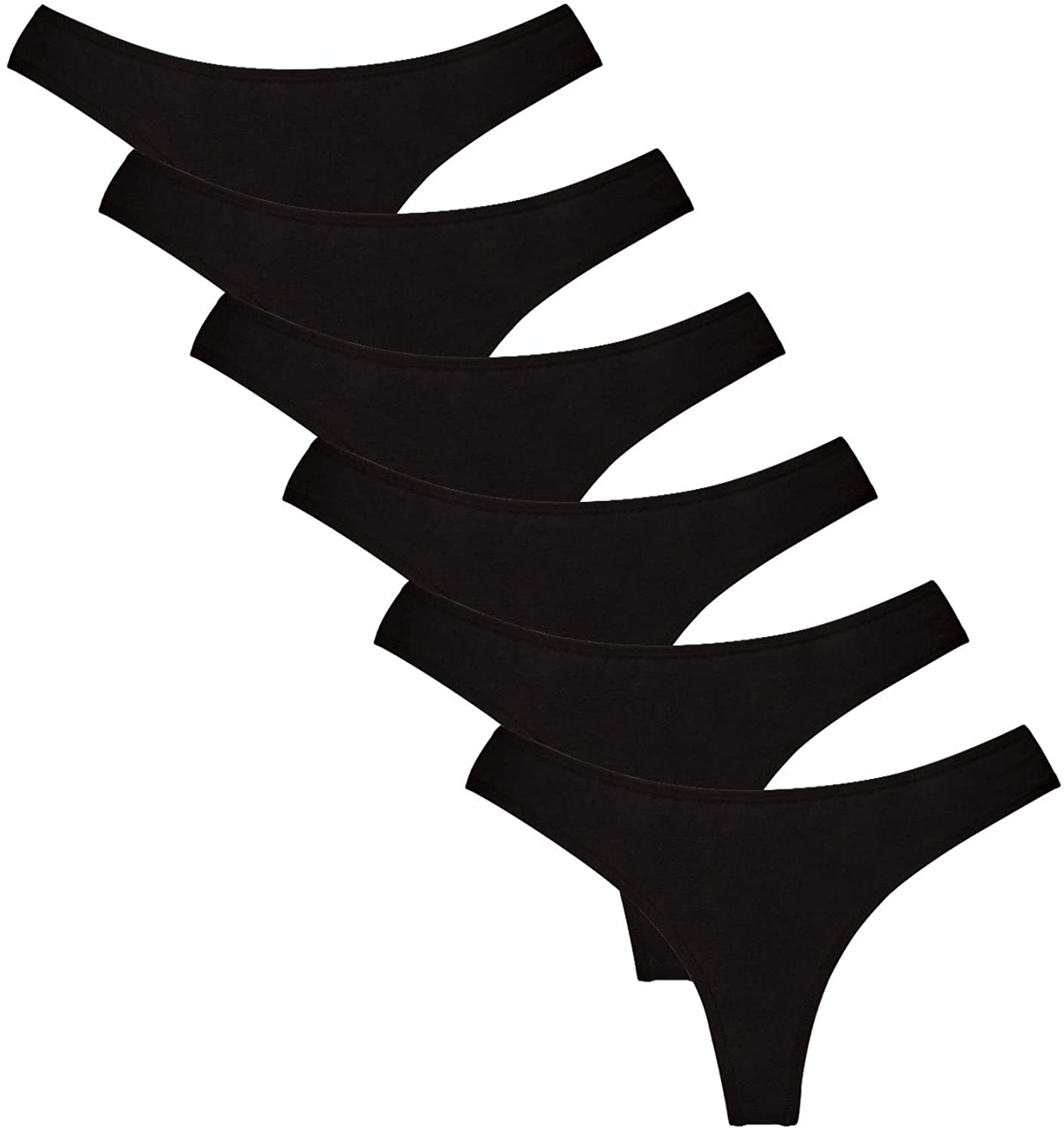 Women's Thongs Breathable Cotton Panties Stretch Low Rise Sexy G-String No Show Underwear Apparel & Accessories > Clothing > Underwear & Socks > Underwear Angelhood Black Medium