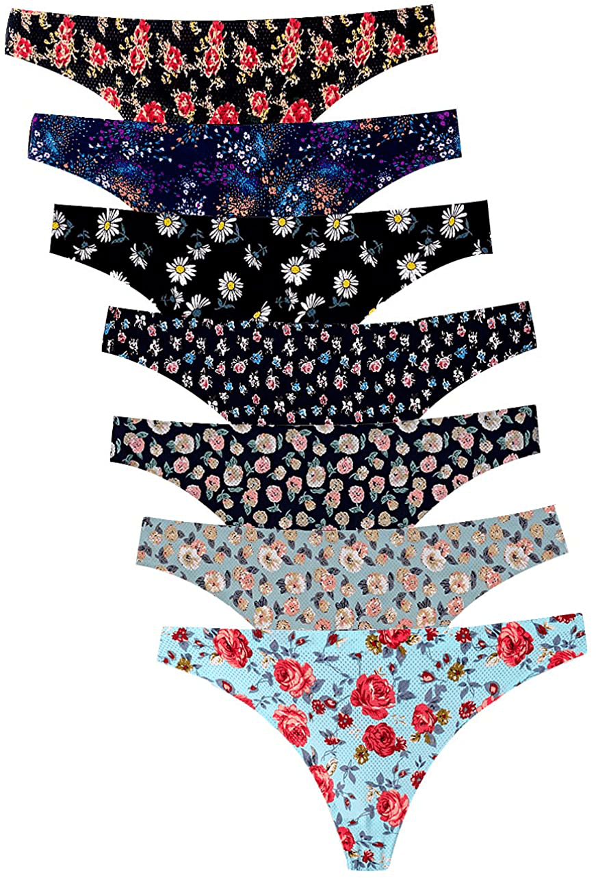 Women's Thongs Breathable Cotton Panties Stretch Low Rise Sexy G-String No Show Underwear Apparel & Accessories > Clothing > Underwear & Socks > Underwear Angelhood 7 Colors Medium