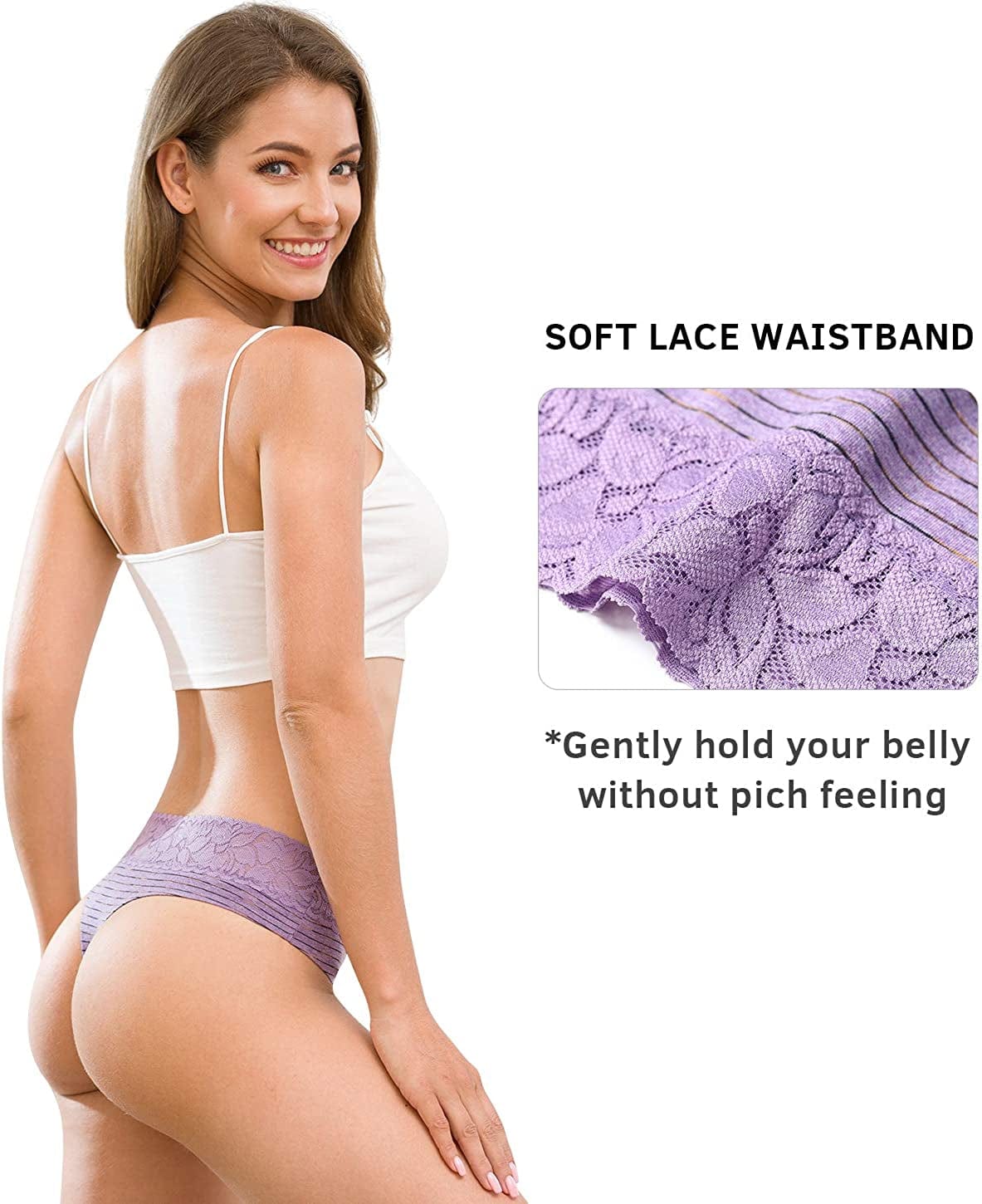 Women'S Thongs Underwear Cotton Seamless Thongs for Women Lace Trim Panties