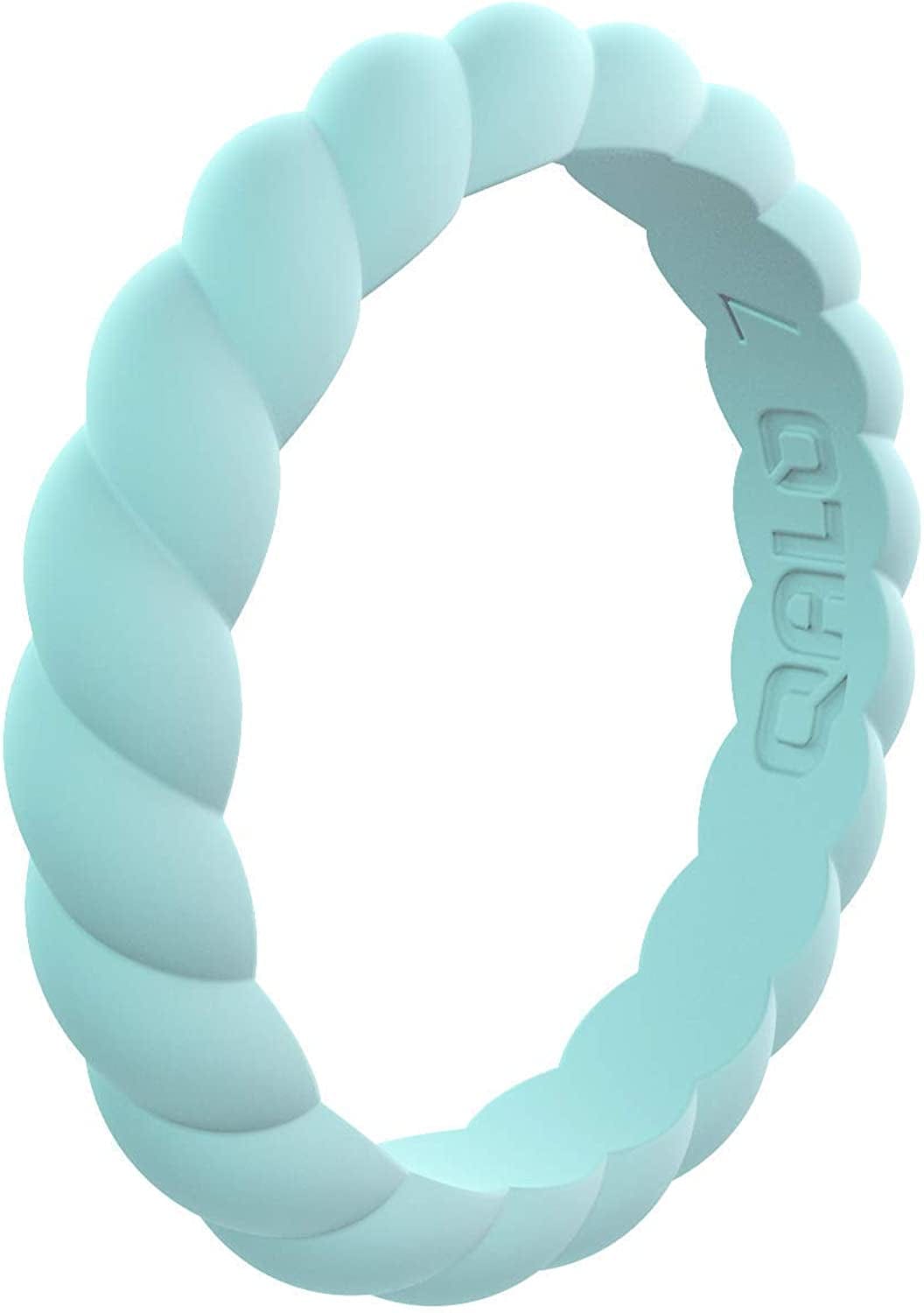 Women'S Twist Stackable Silicone Ring Collection Aquamarine / 4