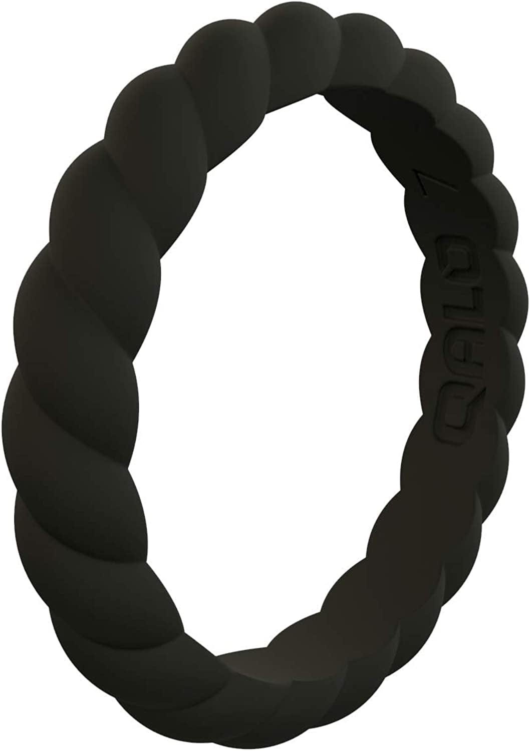 Women'S Twist Stackable Silicone Ring Collection Jet Black / 4
