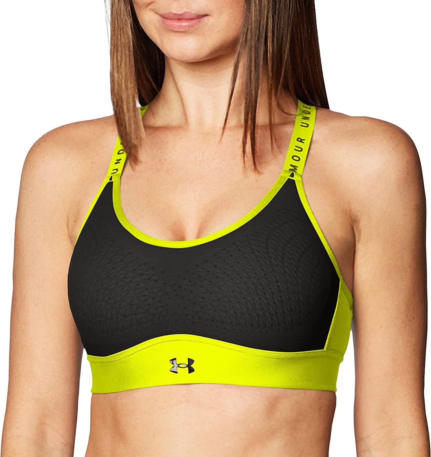Women'S UA Infinity Mid Sports Bra Black (002)/Yellow / Large