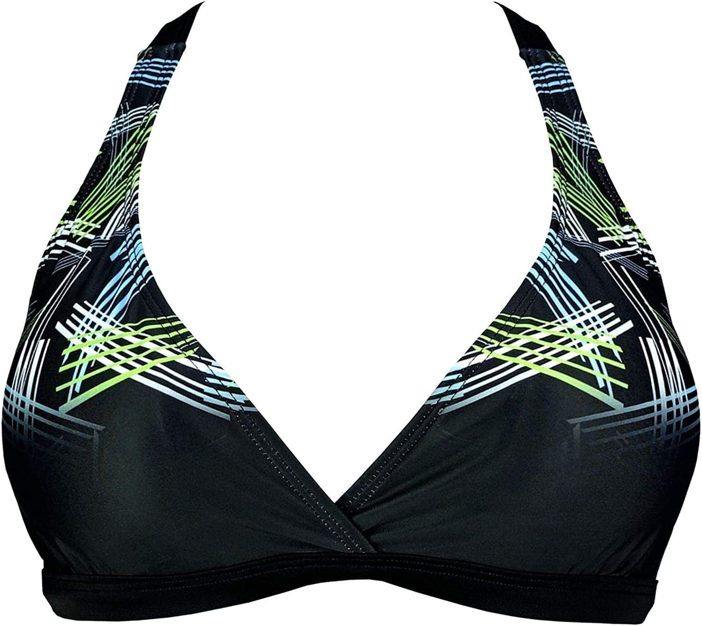 Women'S UPF 50+ Training Sport Bra Bikini Top Double Back Strap Swim Tankinis(Fba) Cross Line / 32B