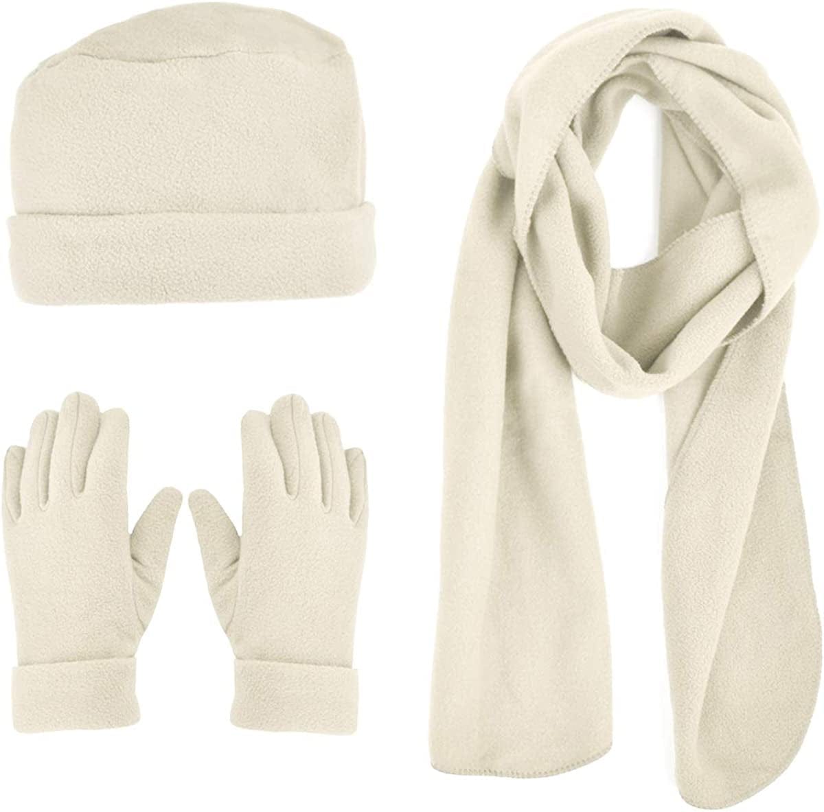 Women'S Warm Fleece Winter - Women'S Hat and Glove Set + Hats Gloves Scarves for Women Apparel & Accessories > Clothing Accessories > Gloves & Mittens boxed-gifts Ivory