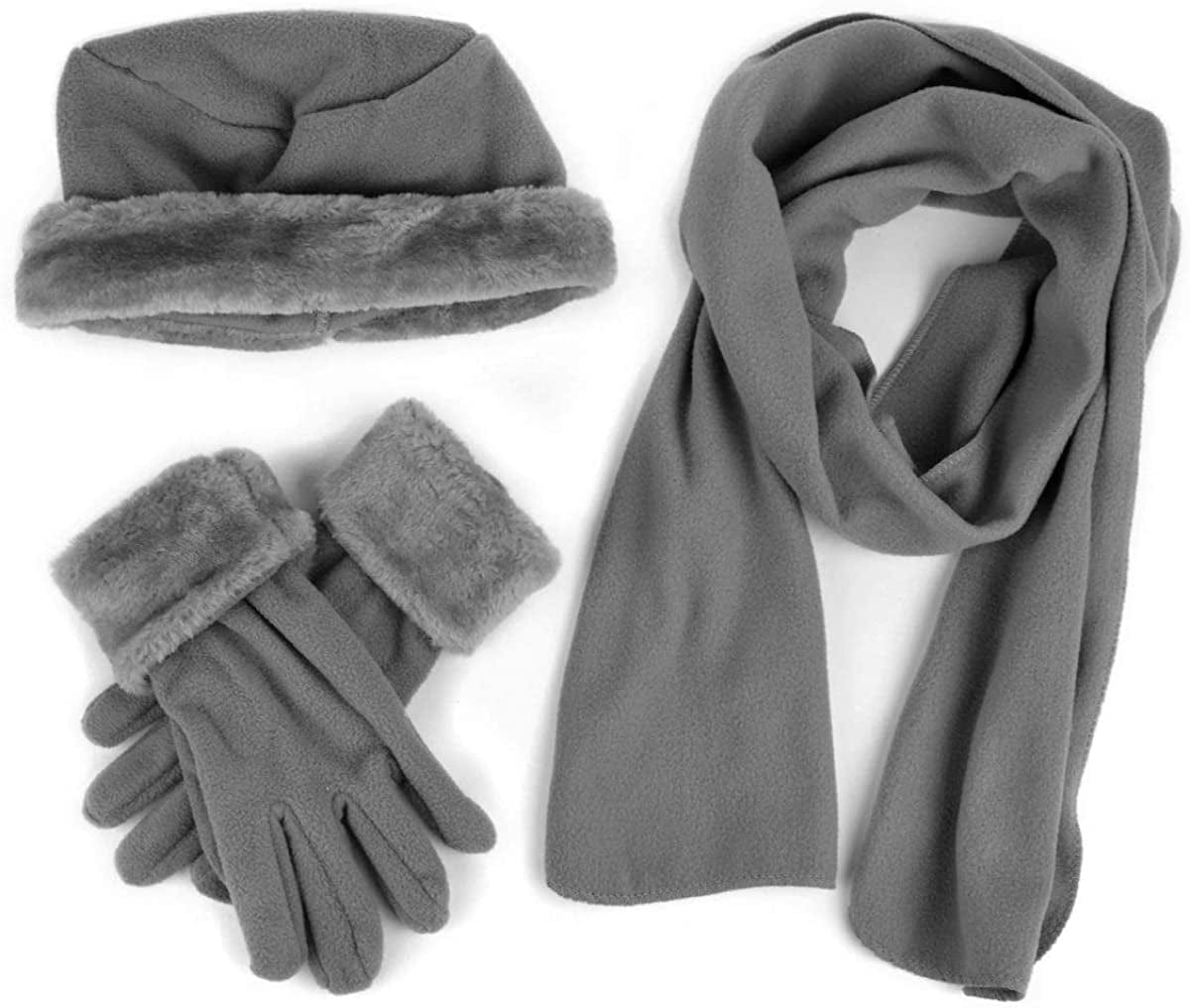 Women'S Warm Fleece Winter - Women'S Hat and Glove Set + Hats Gloves Scarves for Women Apparel & Accessories > Clothing Accessories > Gloves & Mittens boxed-gifts Charcoal 60