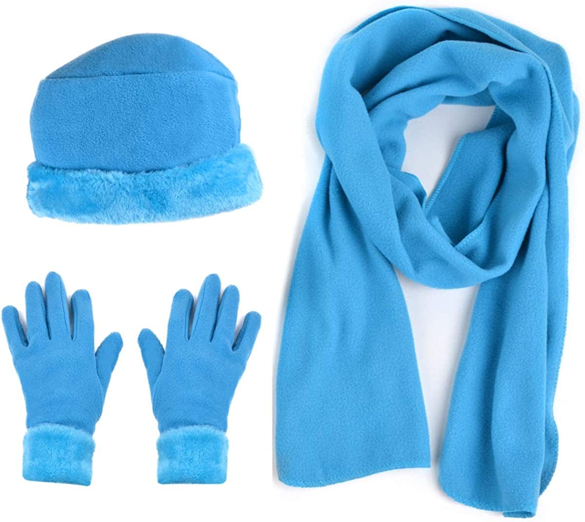 Women'S Warm Fleece Winter - Women'S Hat and Glove Set + Hats Gloves Scarves for Women Apparel & Accessories > Clothing Accessories > Gloves & Mittens boxed-gifts Turquoise