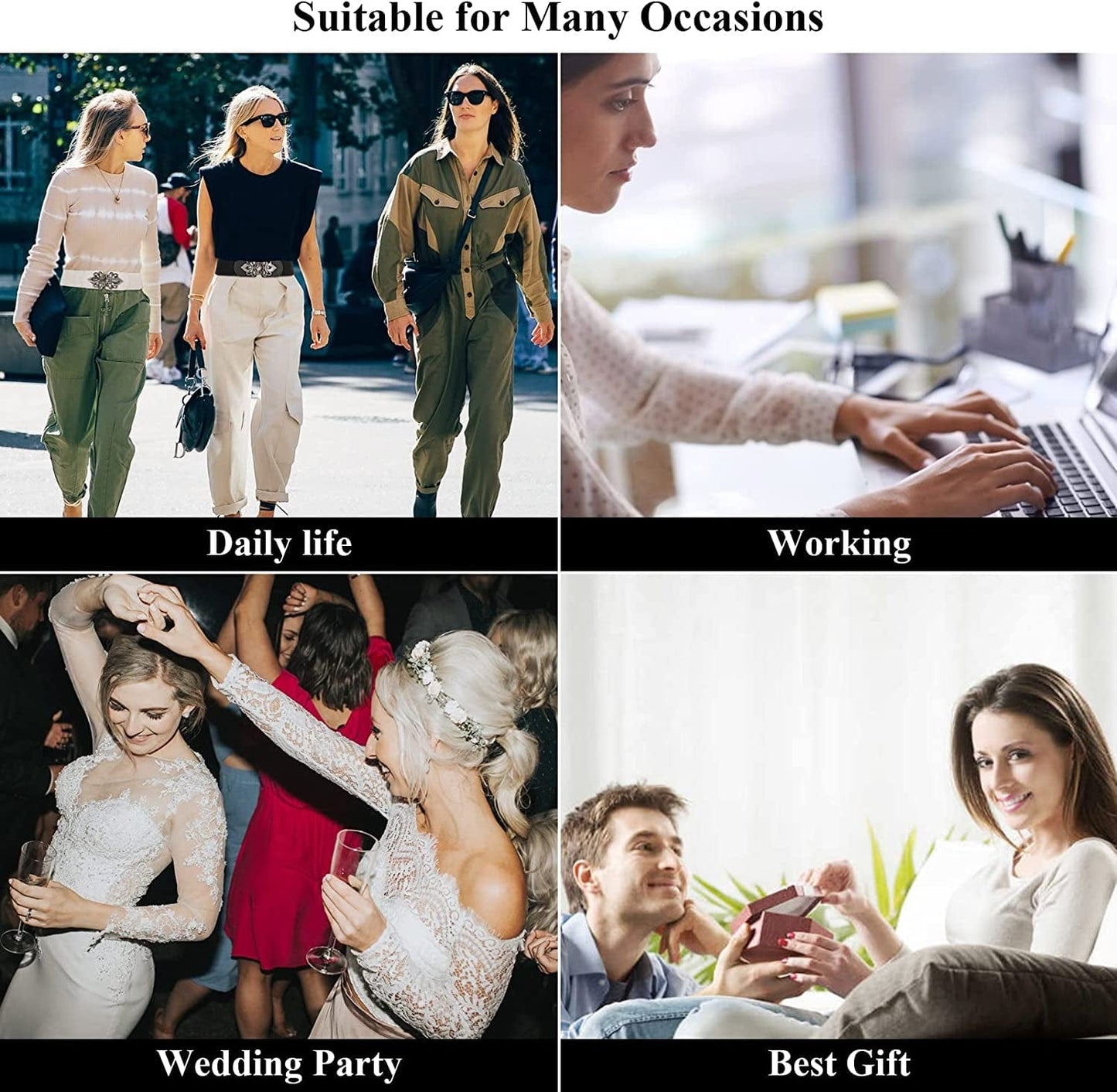 Women'S Wide Elastic Waist Belt Retro Stretch Waistband for Dresses Vintage Cinch Belt Apparel & Accessories > Clothing Accessories > Belts LEACOOLKEY