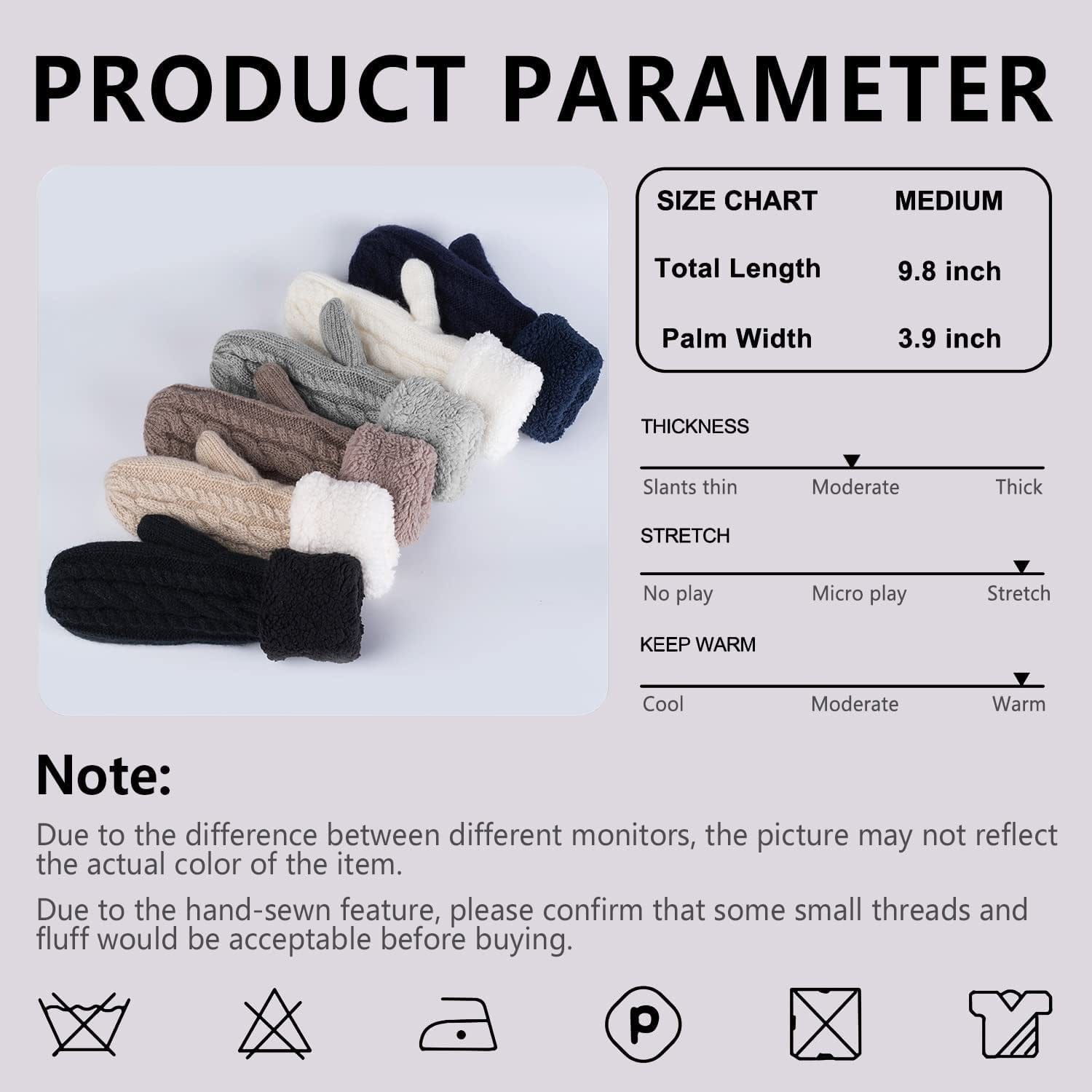 Women'S Winter Gloves Warm Lining - Cozy Wool Knit Thick Gloves Mittens in 11 Color Apparel & Accessories > Clothing Accessories > Gloves & Mittens Whiteleopard