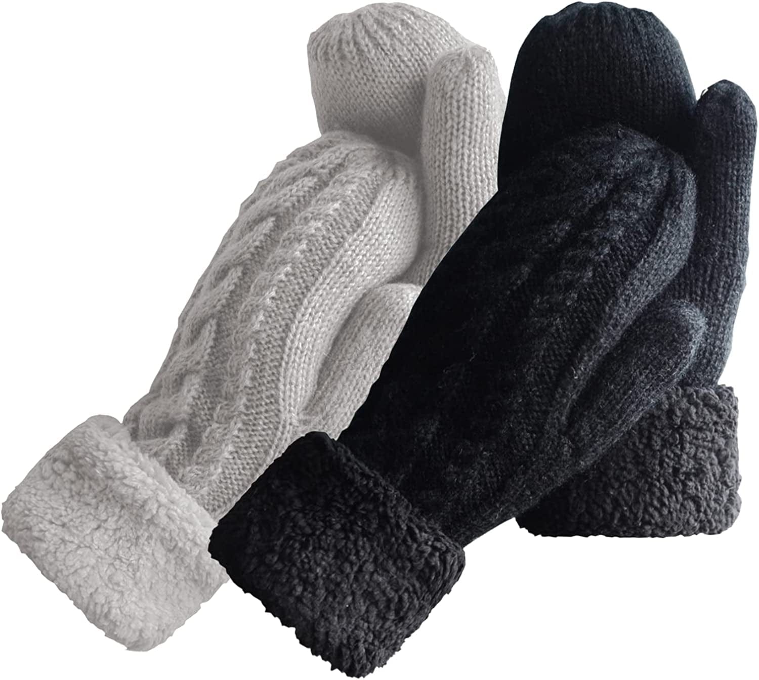 Women'S Winter Gloves Warm Lining - Cozy Wool Knit Thick Gloves Mittens in 11 Color Apparel & Accessories > Clothing Accessories > Gloves & Mittens Whiteleopard Grey+black