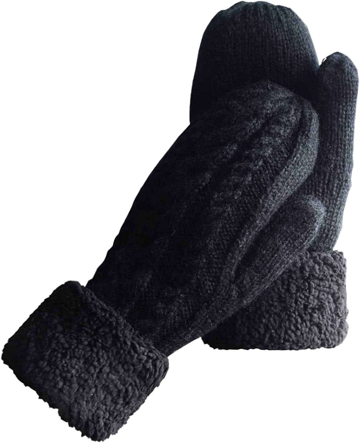 Women'S Winter Gloves Warm Lining - Cozy Wool Knit Thick Gloves Mittens in 11 Color Apparel & Accessories > Clothing Accessories > Gloves & Mittens Whiteleopard Black New