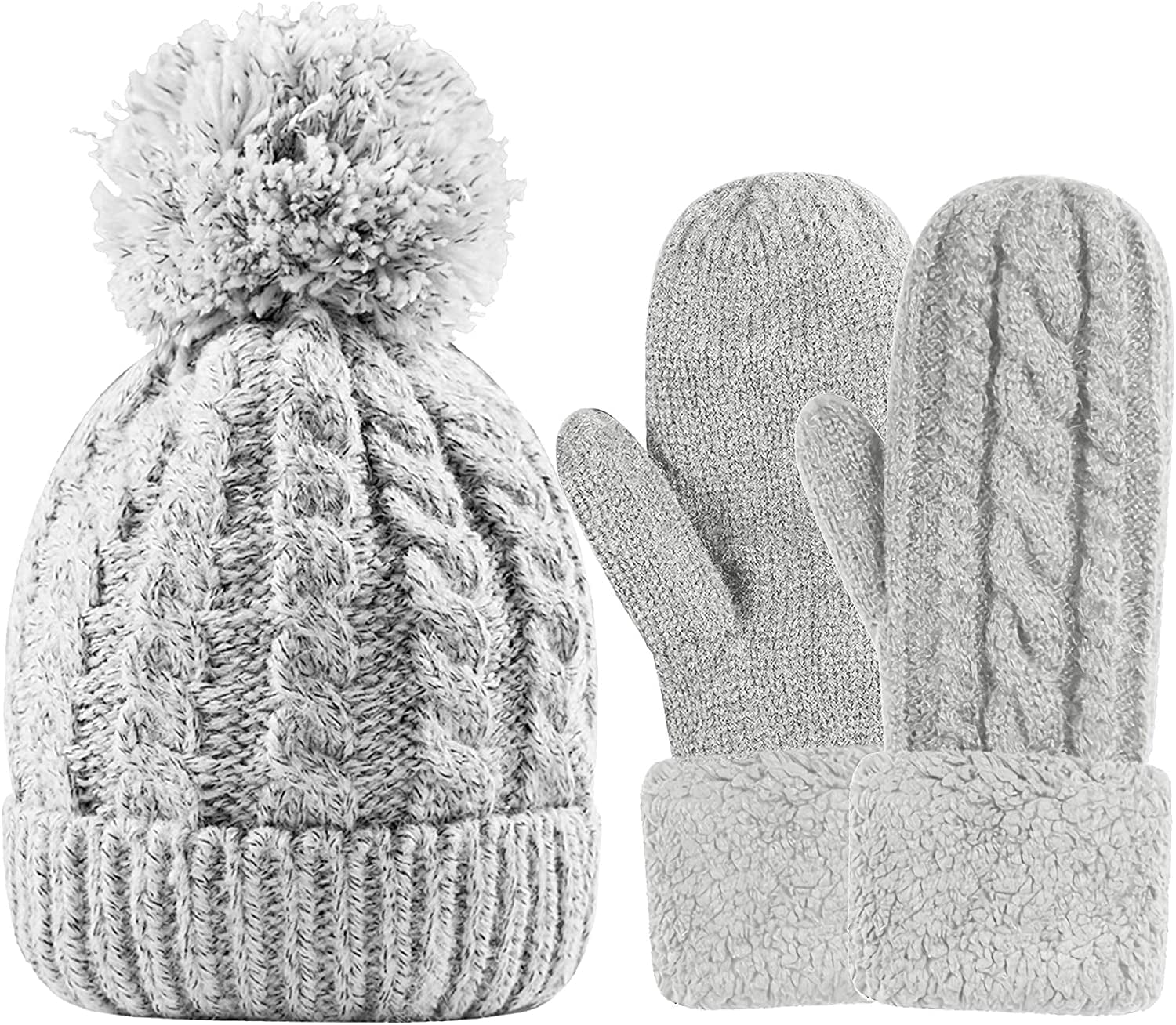 Women'S Winter Gloves Warm Lining - Cozy Wool Knit Thick Gloves Mittens in 11 Color Apparel & Accessories > Clothing Accessories > Gloves & Mittens Whiteleopard Gray+gray Hat