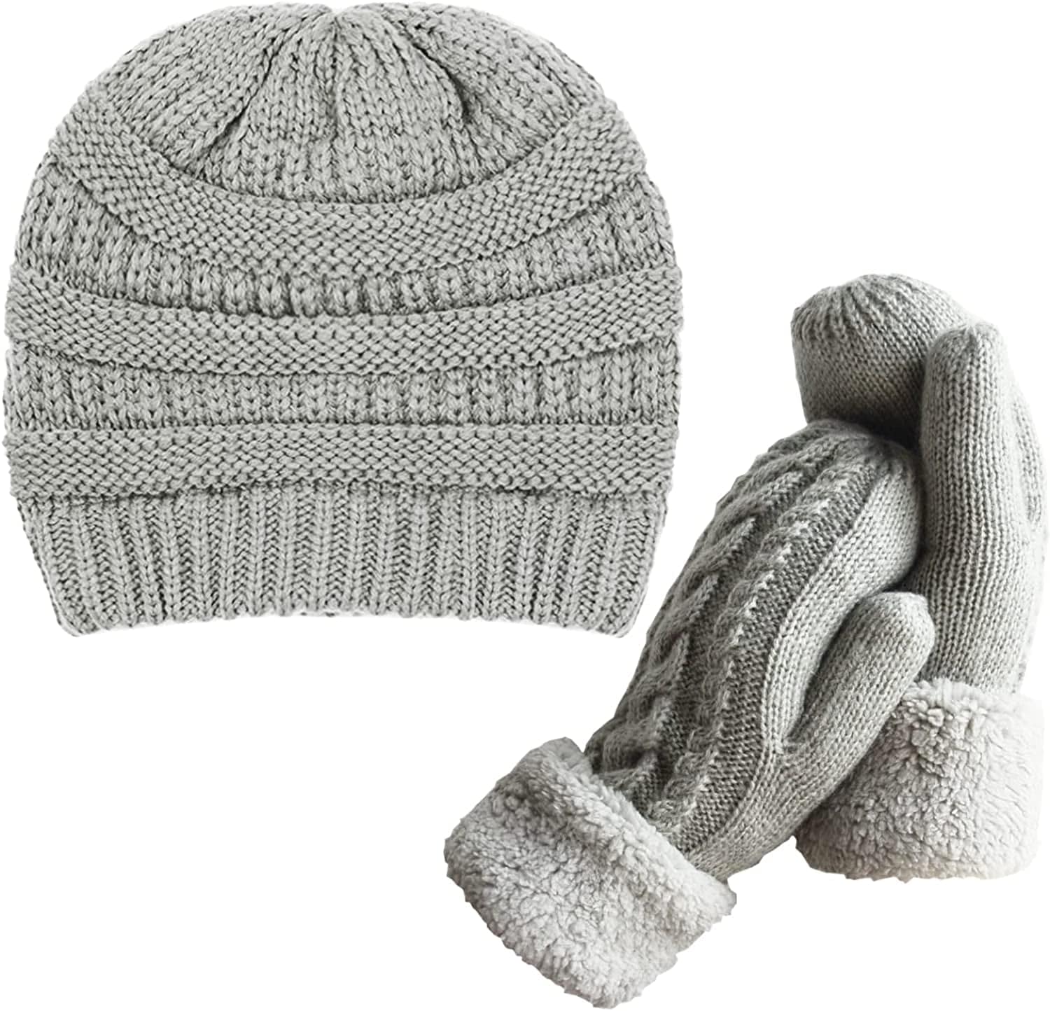 Women'S Winter Gloves Warm Lining - Cozy Wool Knit Thick Gloves Mittens in 11 Color Apparel & Accessories > Clothing Accessories > Gloves & Mittens Whiteleopard Dark Grey+dark Grey Hat