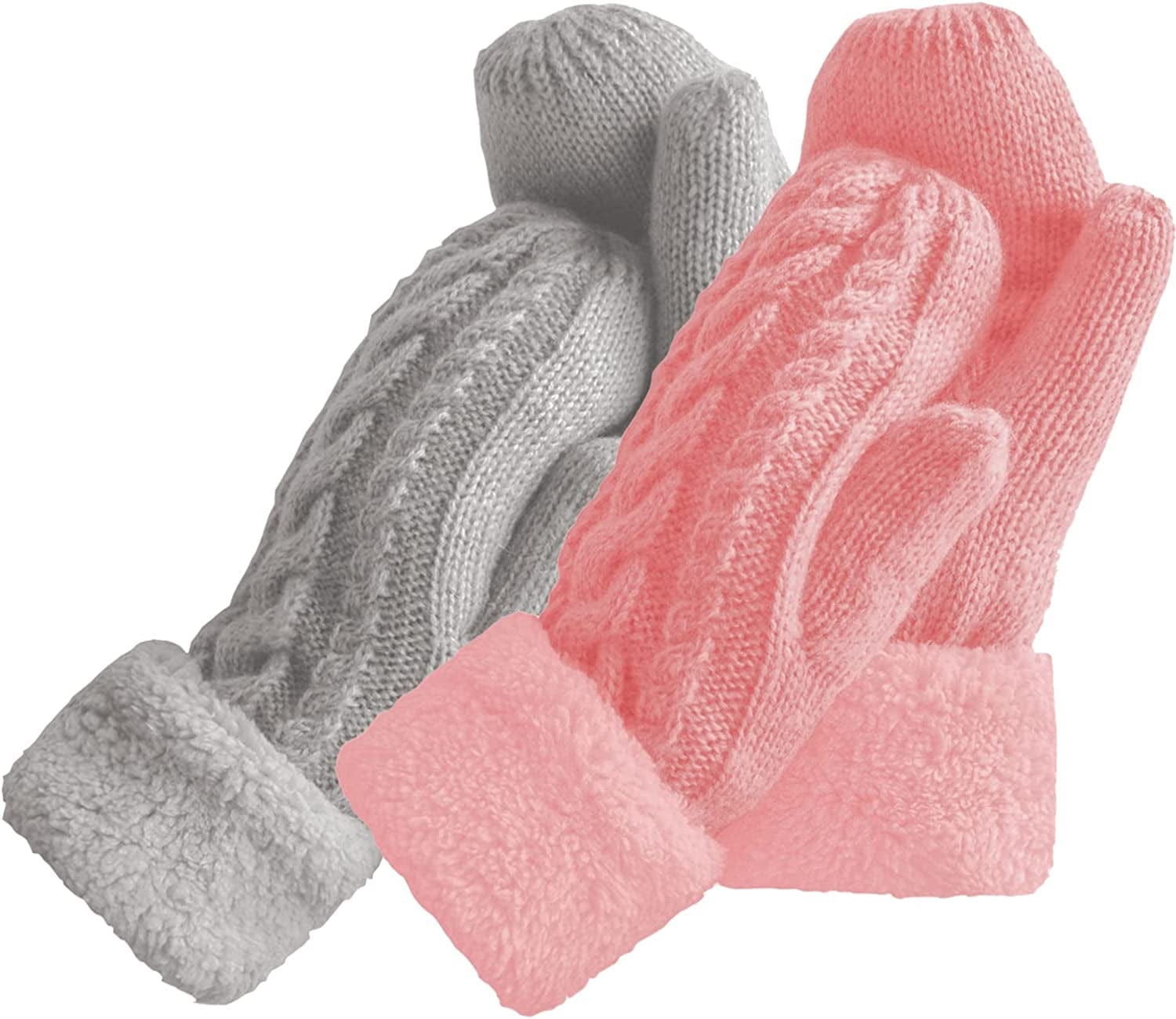 Women'S Winter Gloves Warm Lining - Cozy Wool Knit Thick Gloves Mittens in 11 Color Apparel & Accessories > Clothing Accessories > Gloves & Mittens Whiteleopard Pink+gray