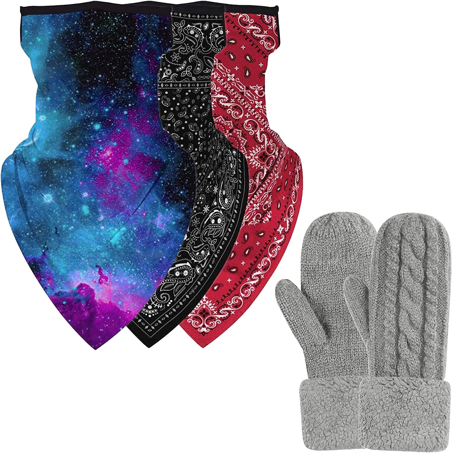 Women'S Winter Gloves Warm Lining - Cozy Wool Knit Thick Gloves Mittens in 11 Color Apparel & Accessories > Clothing Accessories > Gloves & Mittens Whiteleopard Dark Gray+3 Pieces