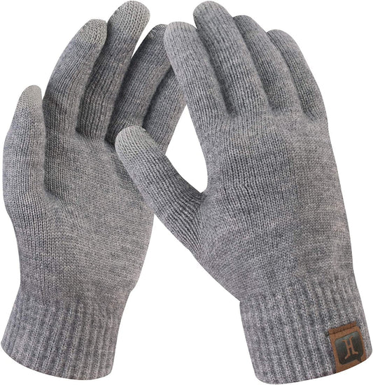 Women'S Winter Touchscreen Stretch Thermal Magic Gloves Warm Wool Knitted Thick Fleece Lined Texting Gloves for Women Apparel & Accessories > Clothing Accessories > Gloves & Mittens FZ FANTASTIC ZONE Grey One Size