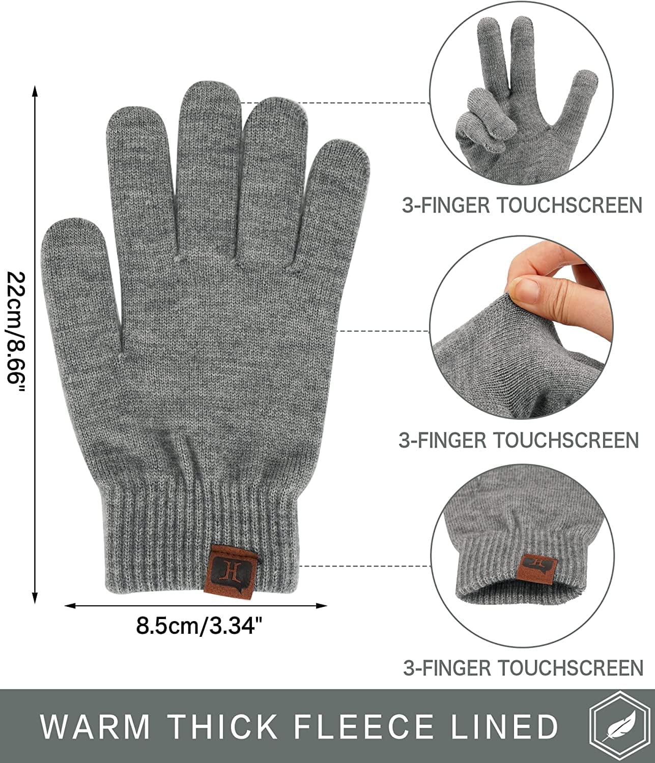 Women'S Winter Touchscreen Stretch Thermal Magic Gloves Warm Wool Knitted Thick Fleece Lined Texting Gloves for Women Apparel & Accessories > Clothing Accessories > Gloves & Mittens FZ FANTASTIC ZONE