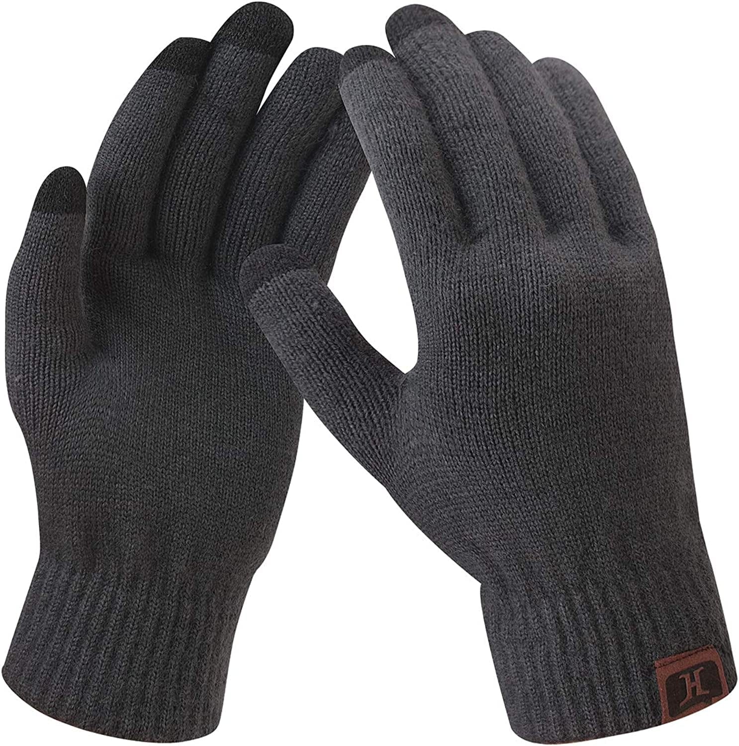Women'S Winter Touchscreen Stretch Thermal Magic Gloves Warm Wool Knitted Thick Fleece Lined Texting Gloves for Women Apparel & Accessories > Clothing Accessories > Gloves & Mittens FZ FANTASTIC ZONE Dark Grey-1 One Size