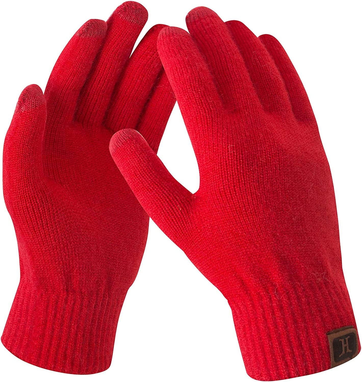 Women'S Winter Touchscreen Stretch Thermal Magic Gloves Warm Wool Knitted Thick Fleece Lined Texting Gloves for Women Apparel & Accessories > Clothing Accessories > Gloves & Mittens FZ FANTASTIC ZONE Red One Size