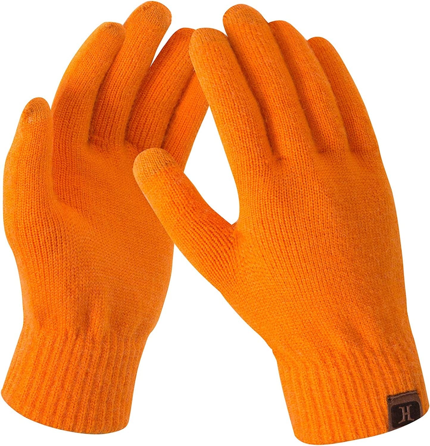 Women'S Winter Touchscreen Stretch Thermal Magic Gloves Warm Wool Knitted Thick Fleece Lined Texting Gloves for Women Apparel & Accessories > Clothing Accessories > Gloves & Mittens FZ FANTASTIC ZONE Orange-1 One Size