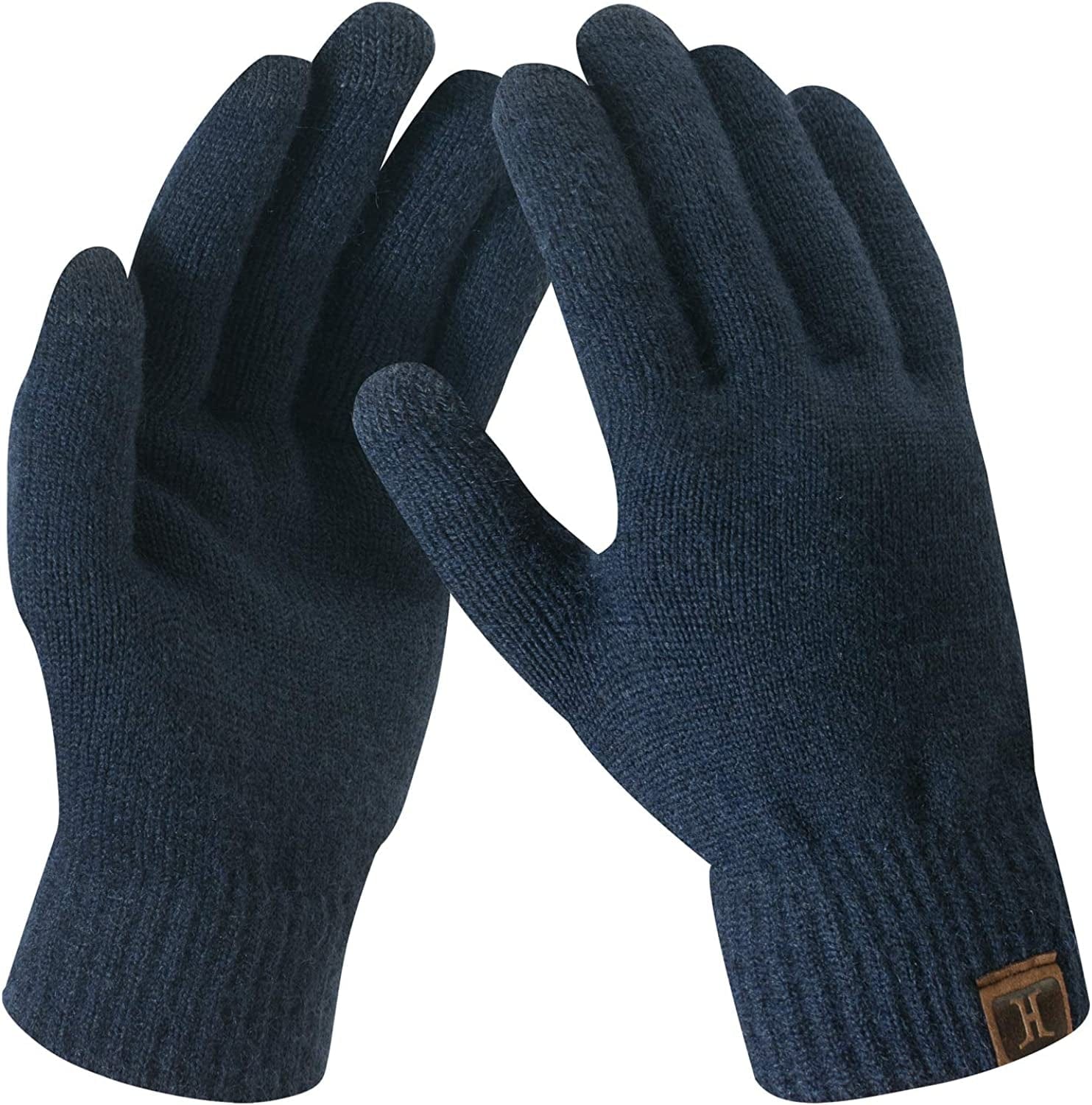 Women'S Winter Touchscreen Stretch Thermal Magic Gloves Warm Wool Knitted Thick Fleece Lined Texting Gloves for Women Apparel & Accessories > Clothing Accessories > Gloves & Mittens FZ FANTASTIC ZONE Navy Blue One Size