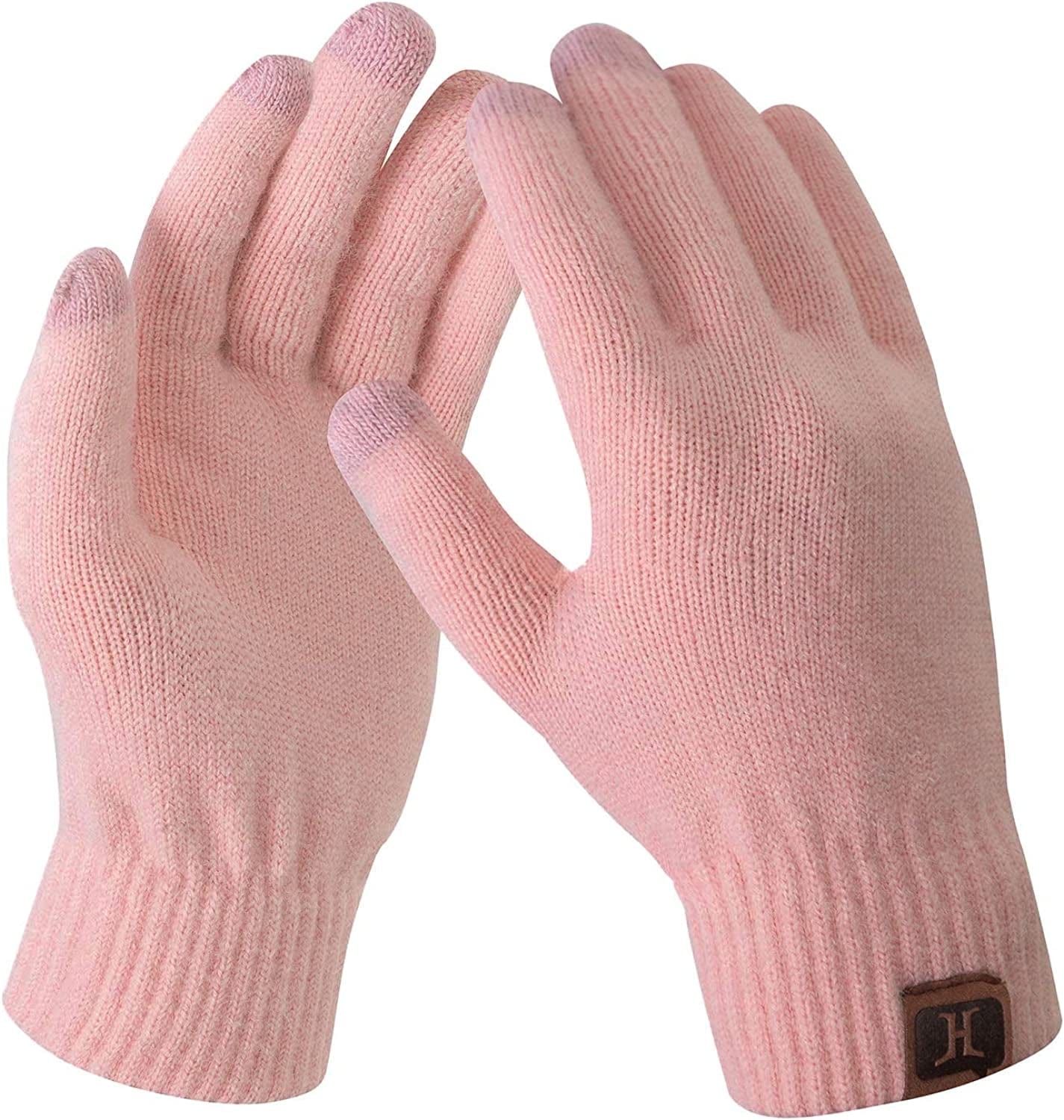 Women'S Winter Touchscreen Stretch Thermal Magic Gloves Warm Wool Knitted Thick Fleece Lined Texting Gloves for Women Apparel & Accessories > Clothing Accessories > Gloves & Mittens FZ FANTASTIC ZONE Pink2 One Size