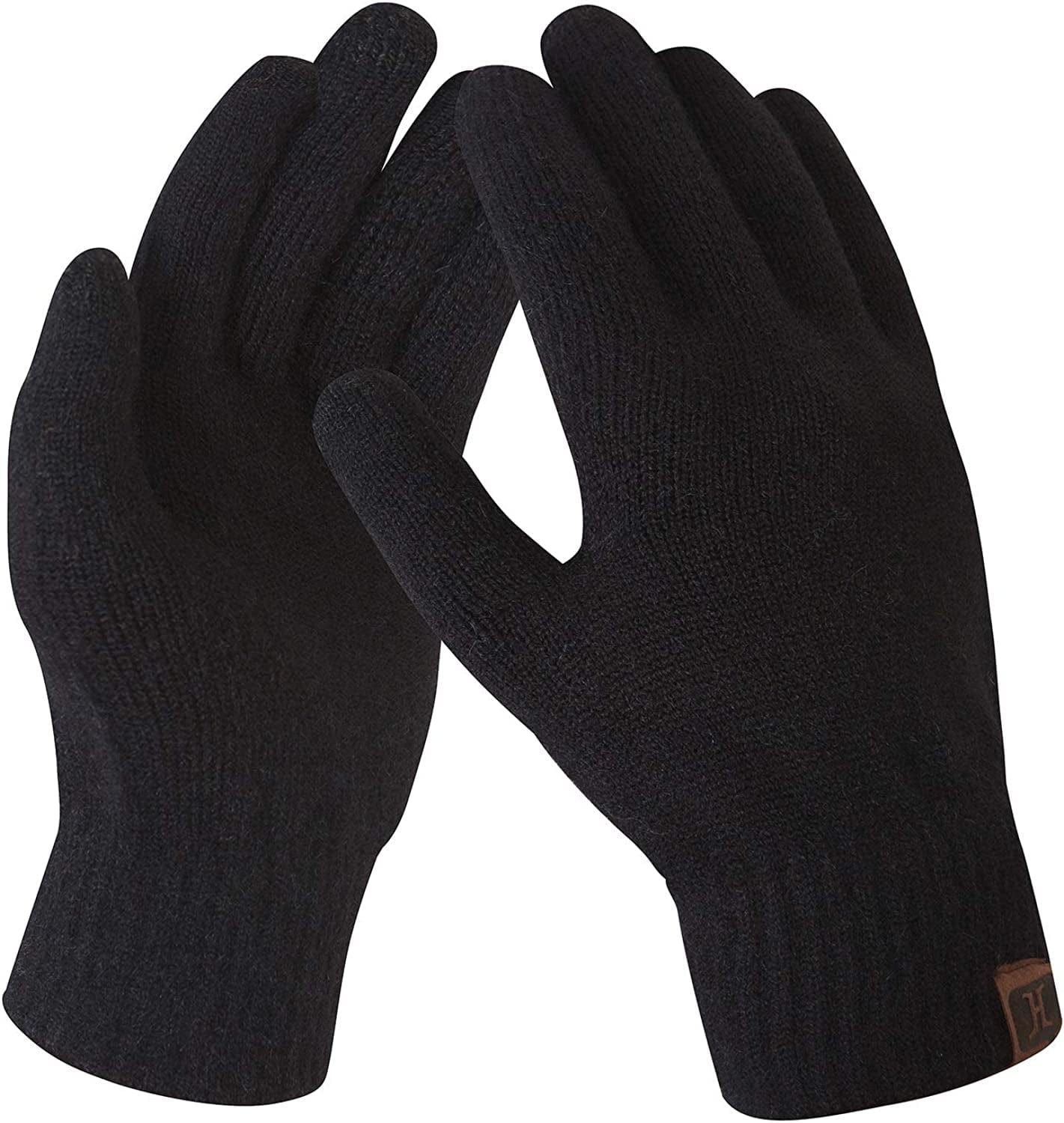 Women'S Winter Touchscreen Stretch Thermal Magic Gloves Warm Wool Knitted Thick Fleece Lined Texting Gloves for Women Apparel & Accessories > Clothing Accessories > Gloves & Mittens FZ FANTASTIC ZONE Black One Size
