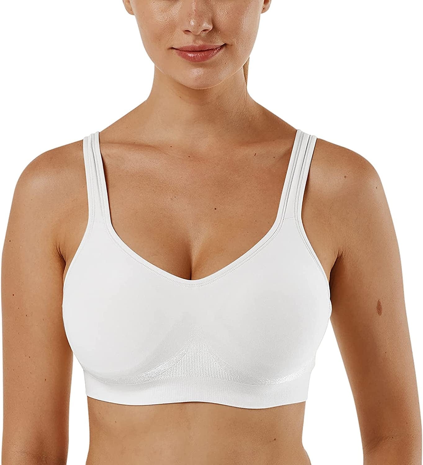 Women'S Wirefree Bras Seamless Full Coverage plus Size Sports Bra for Sleeping Yoga Workout Everyday Wear Bralette 1 Pc-white / Large