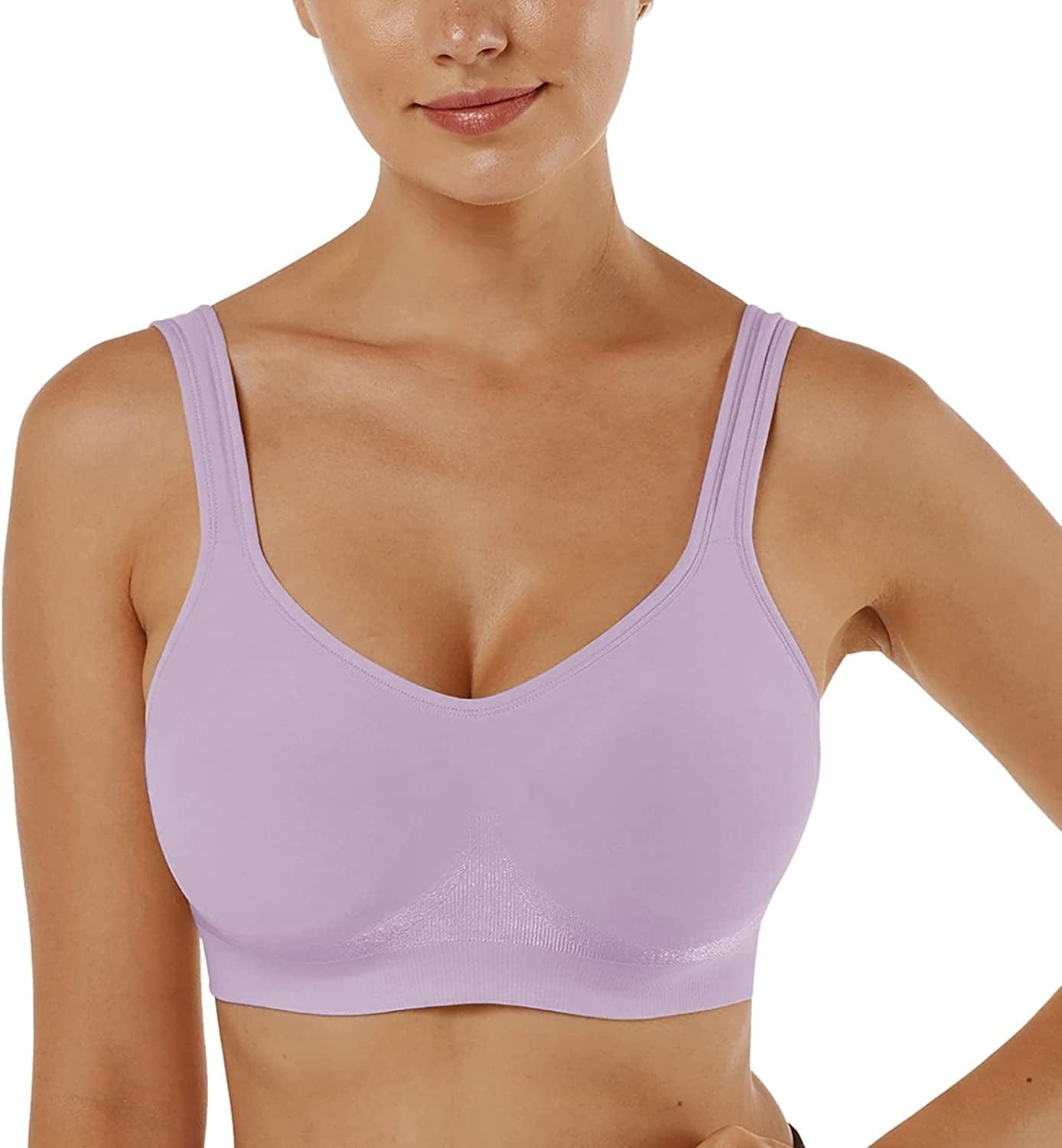 Women'S Wirefree Bras Seamless Full Coverage plus Size Sports Bra for Sleeping Yoga Workout Everyday Wear Bralette 1 Pc-purple / Large