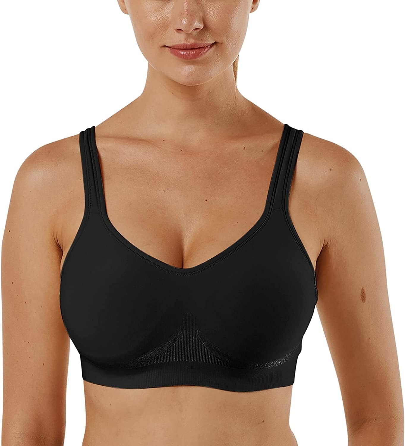 Women'S Wirefree Bras Seamless Full Coverage plus Size Sports Bra for Sleeping Yoga Workout Everyday Wear Bralette 1 Pc-black / Medium