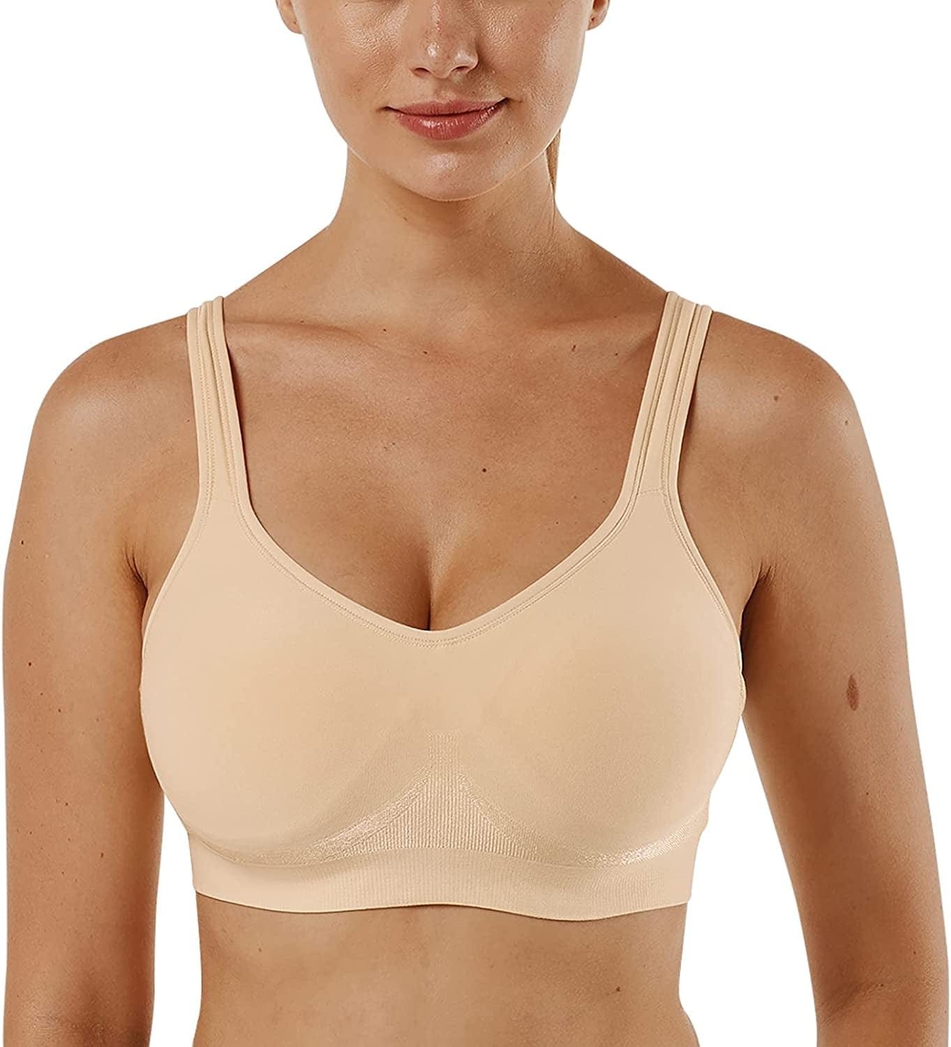 Women'S Wirefree Bras Seamless Full Coverage plus Size Sports Bra for Sleeping Yoga Workout Everyday Wear Bralette 1 Pc-khaki / Medium