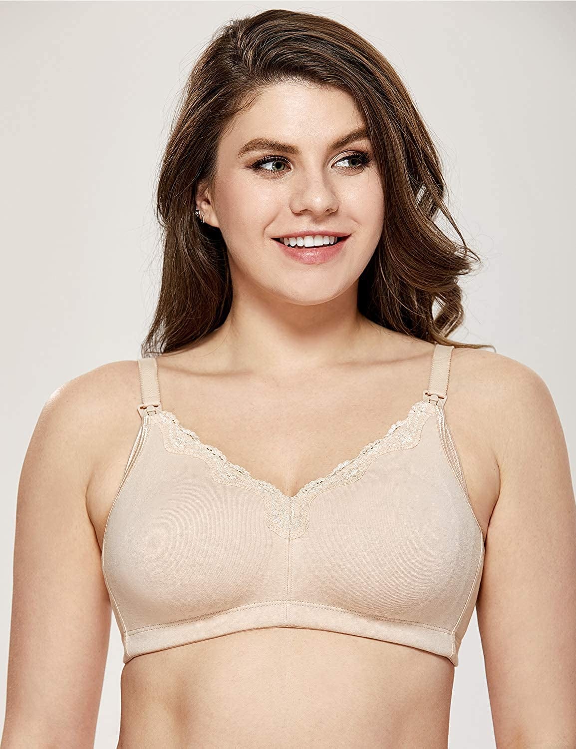 Women'S Wirefree Non Padded plus Size Cotton Maternity Nursing Bra Lace