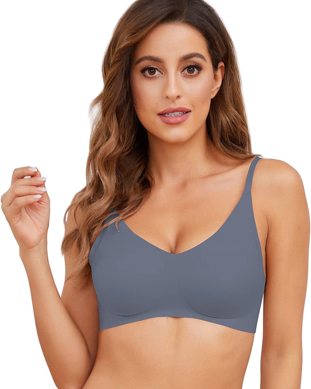Women'S Wirefree Seamless Adjustable Comfort Stretch Revolution Bra Dusty Blue-003 / Medium