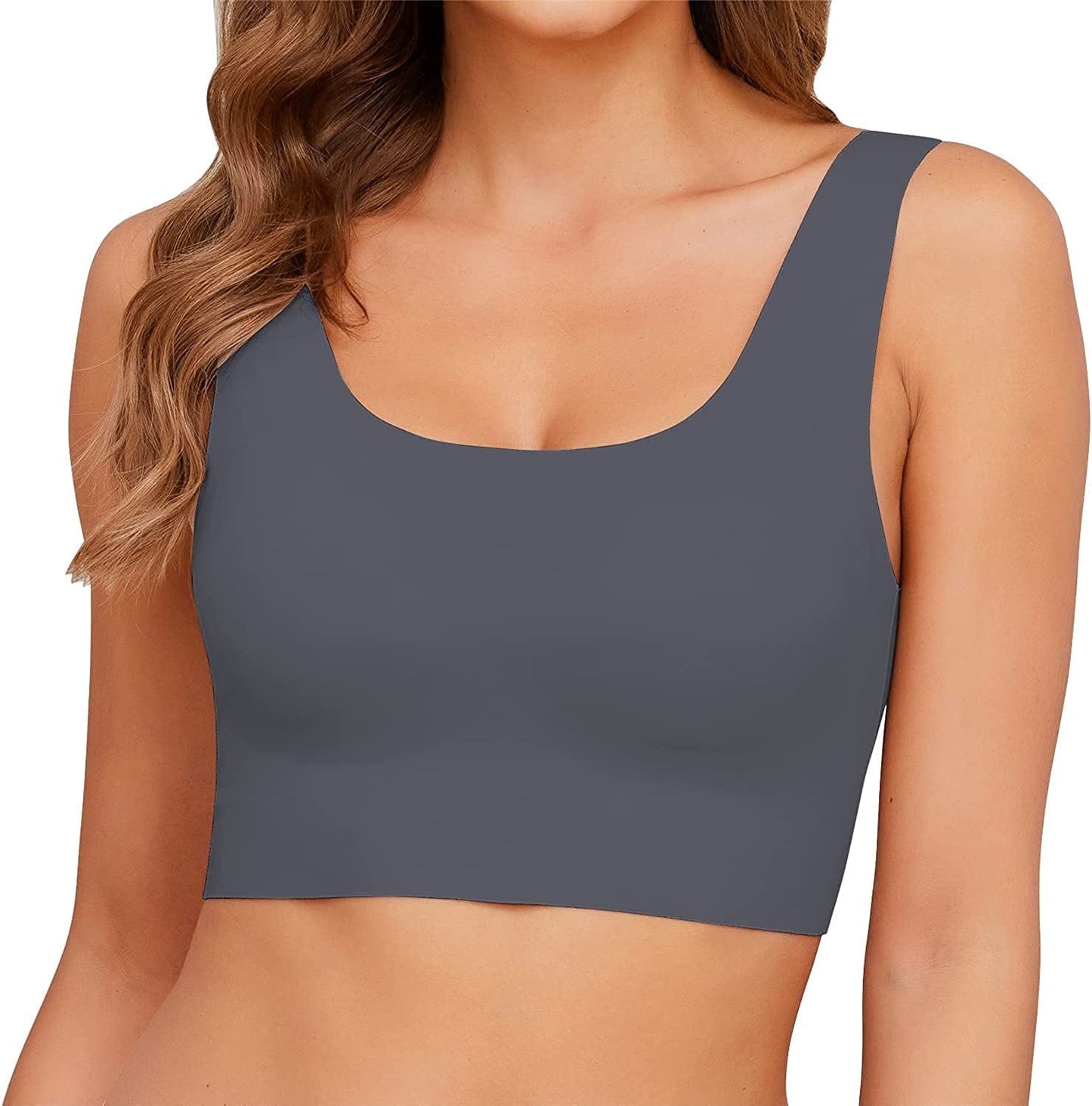 Women'S Wirefree Seamless Adjustable Comfort Stretch Revolution Bra Grey / Medium