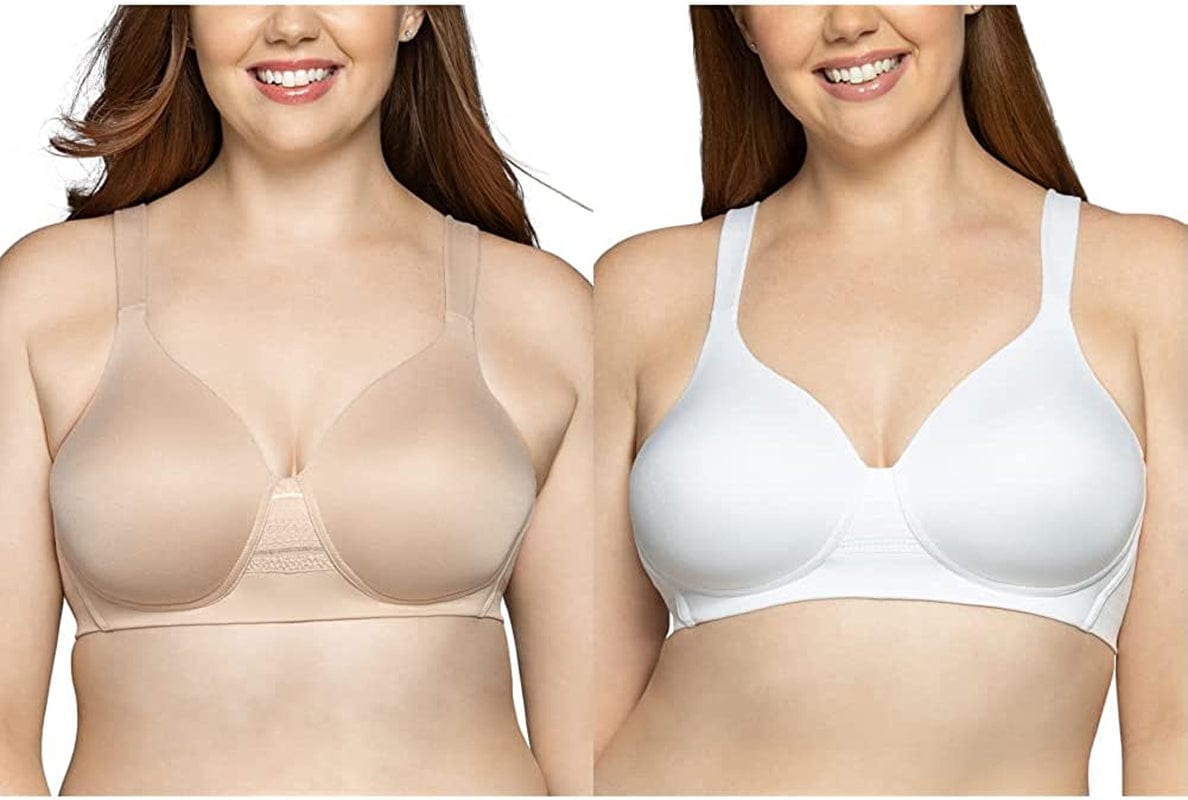 Women’S Wireless beyond Comfort Bra with Seamless Back (34B-44DD) Full Figure - 2 Pack Neutral/White / Full Figure (38C-44DD) / 40C