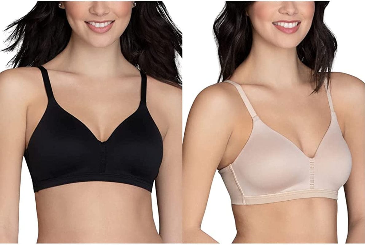 Women’S Wireless beyond Comfort Bra with Seamless Back (34B-44DD) Average Figure - 2 Pack Black/Neutral / Average Figure (34B-42D) / 38D