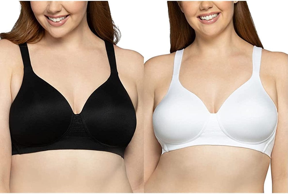 Women’S Wireless beyond Comfort Bra with Seamless Back (34B-44DD) Full Figure - 2 Pack Black/White / Full Figure (38C-44DD) / 44DD