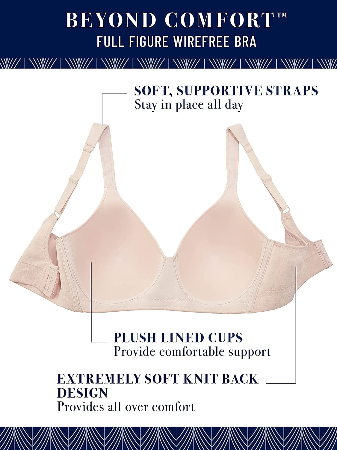 Women’S Wireless beyond Comfort Bra with Seamless Back (34B-44DD)